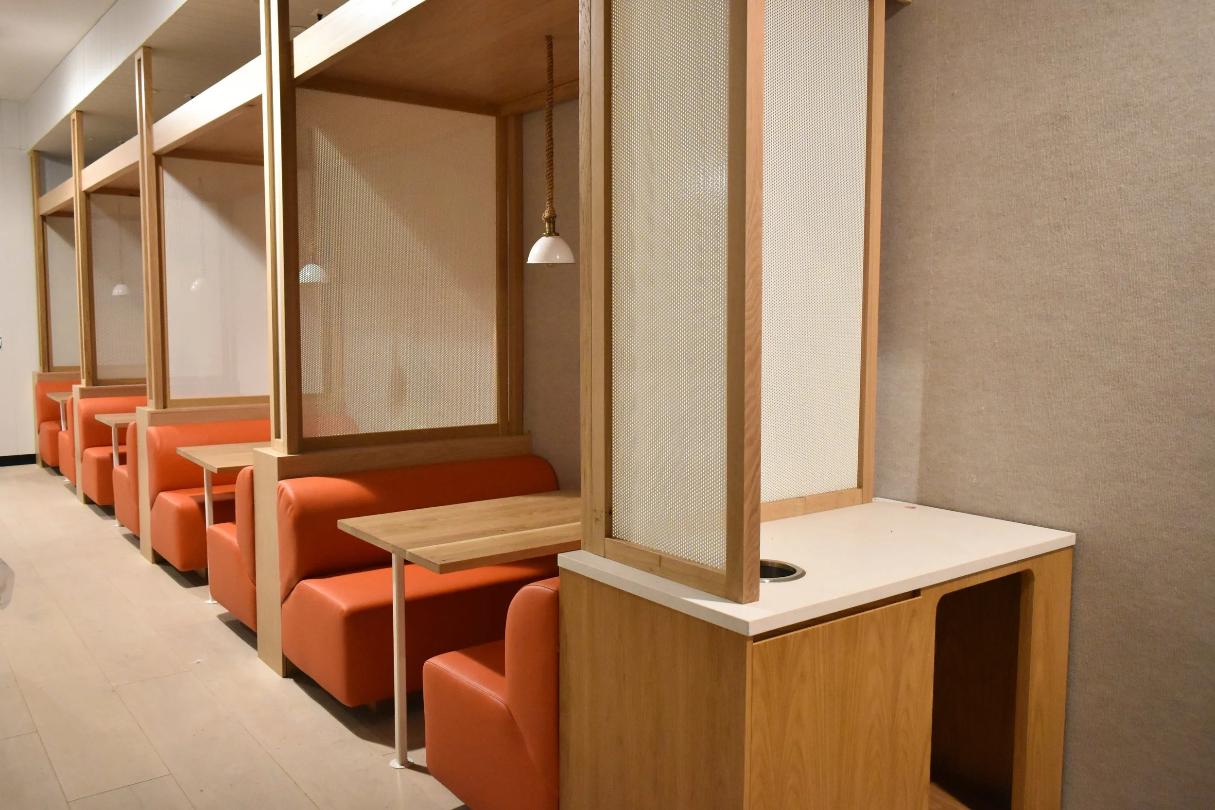 Woodworking. Furniture. Custom Furniture. Cabinets. Cabinetry. Custom Cabinets. Fabricating. Fabrication. Design. Designer. Original. Table. Tables. Banquette. Seating. VOC. Paint. Waterbased. Lighting. Finish. Finishing. Hardwood. Professional. Resi