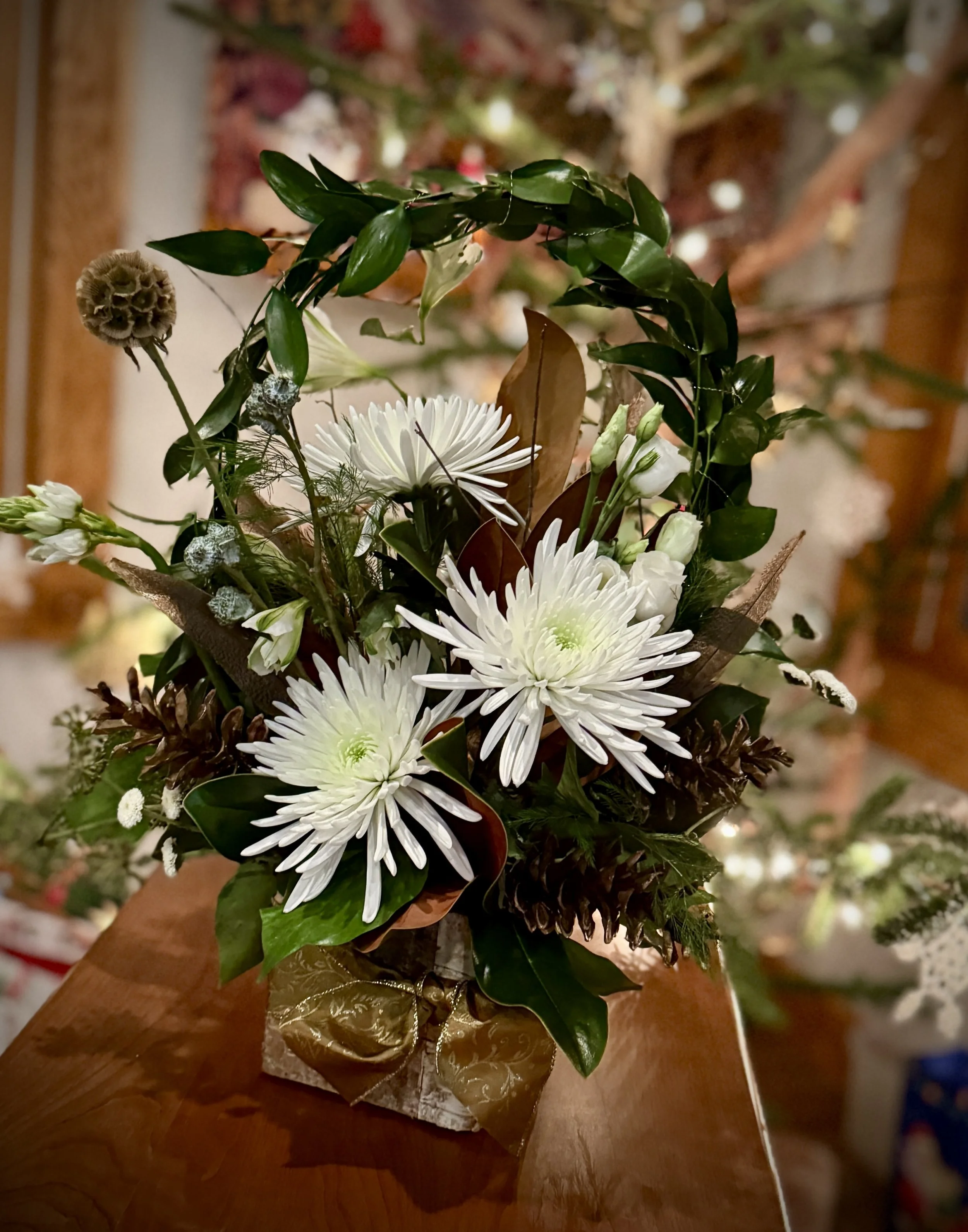 Christmas with ruscus arch