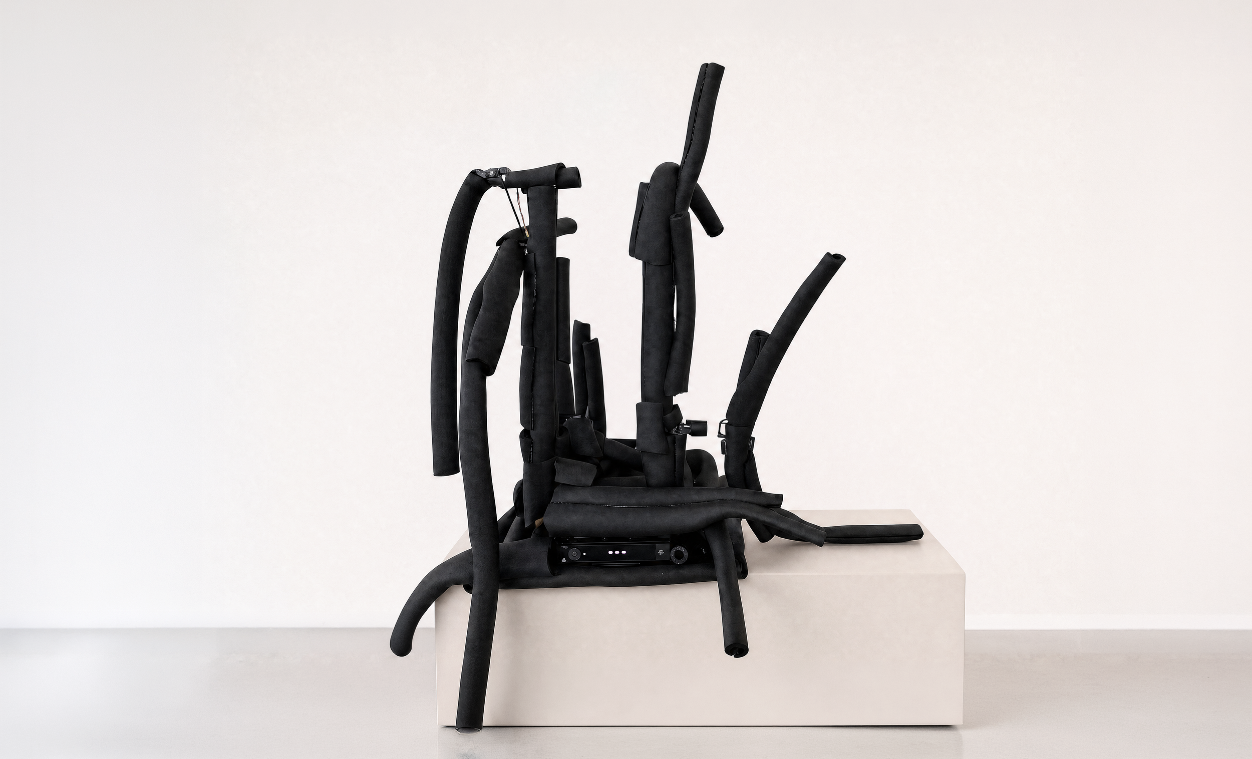   Rebel , 2024, rubber, kinect sensor and servo motors, 39 × 30 × 59 inches 