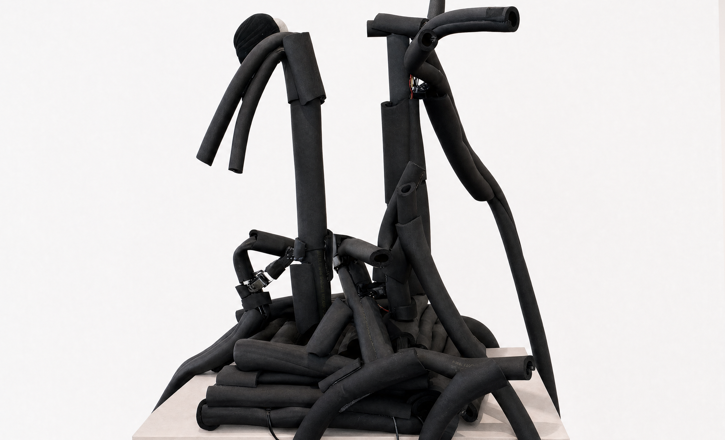   Rebel , 2024, rubber, kinect sensor and servo motors, 39 × 30 × 59 inches 