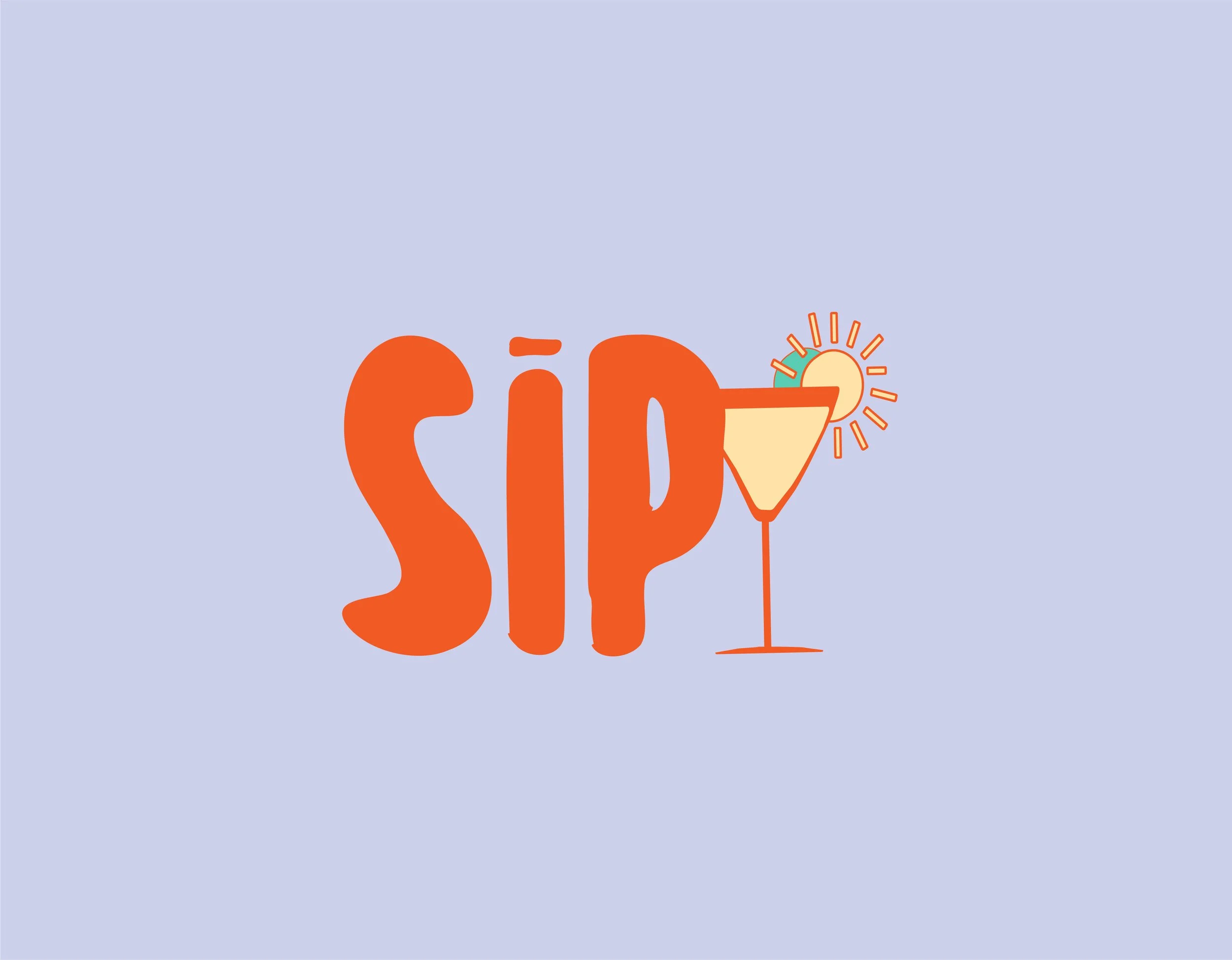 Custom SIP Beach Cocktail Lounge logo with strong contrasting colors and coastal type, created by Fleisch Creative to reflect lively beach bar branding and attract hospitality business owners seeking standout visual identity.