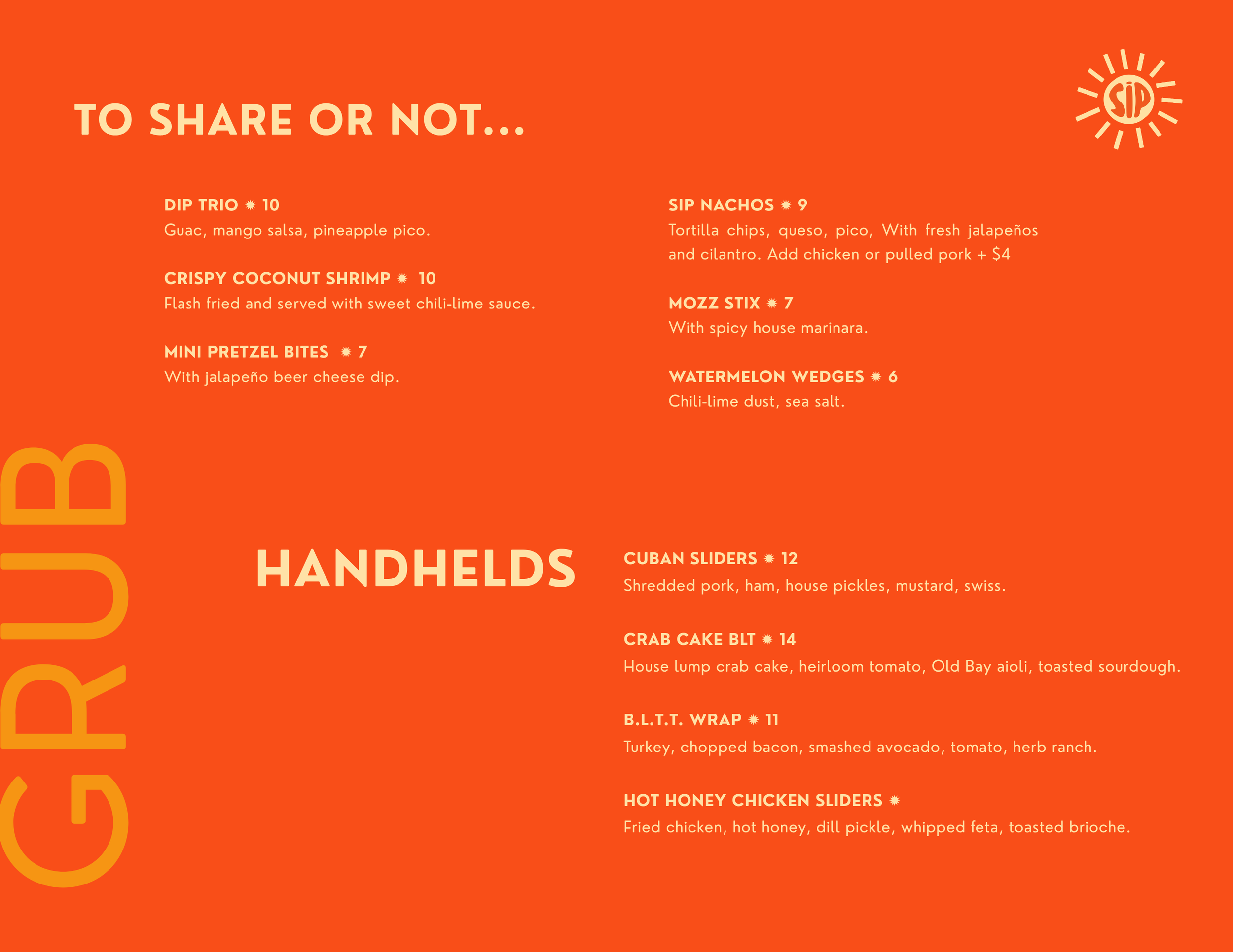 Colorful menu design for beach cocktail bar featuring playful layouts and bold typography. Menu and print design by Fleisch Creative for hospitality brands that treat menus as part of the bar experience.