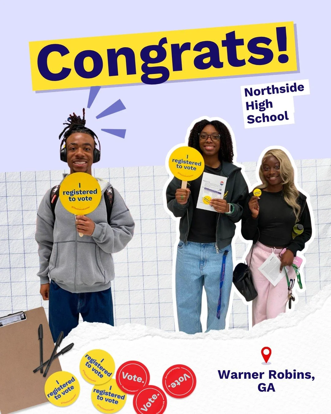 👏 Congratulations to the students of Northside High School for running a voter registration drive! 🗳️

Helping your peers register to vote is a powerful way to make a difference in your community. 

Interested in running one at your school? Comment