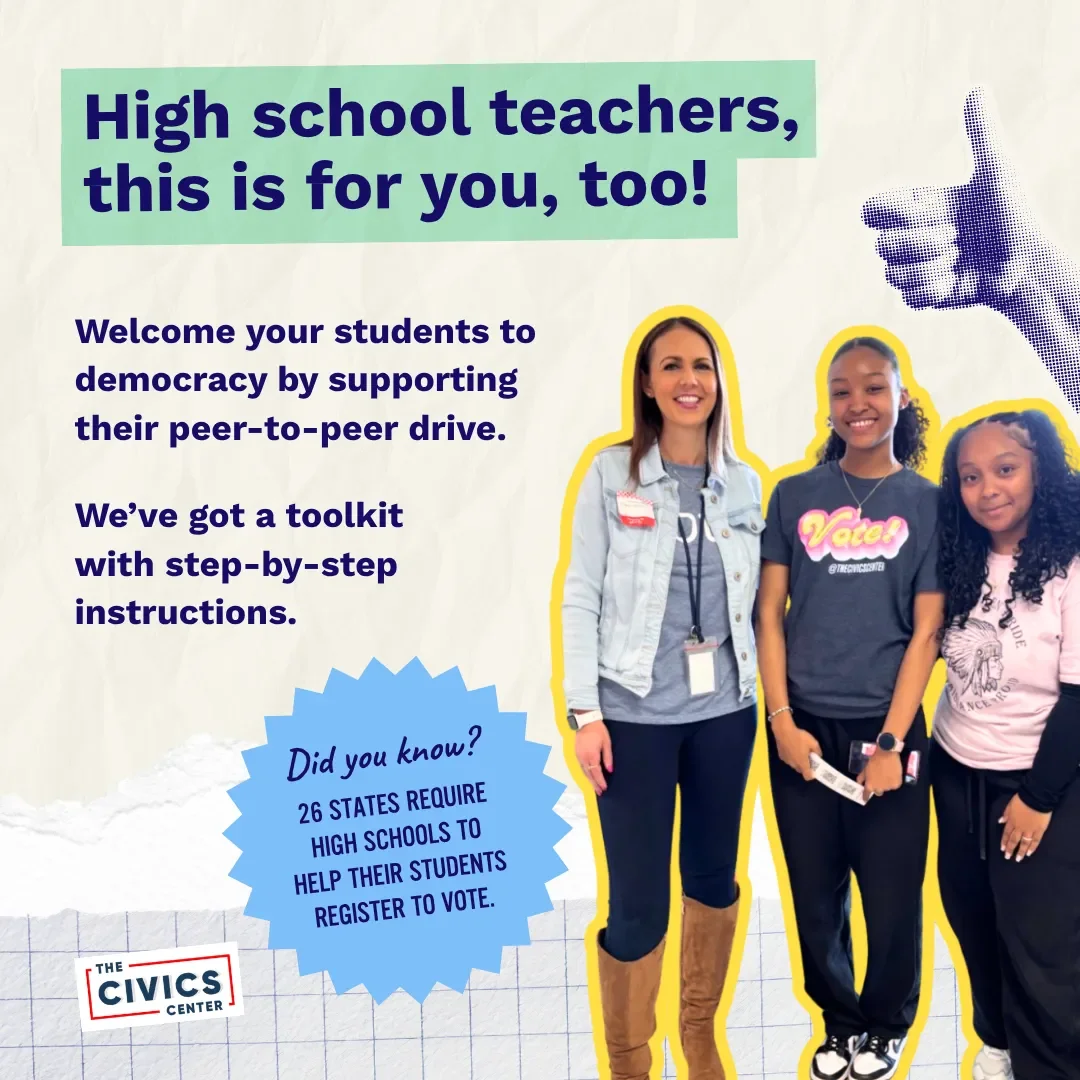 High school teacher and students promoting voter registration drives in schools.