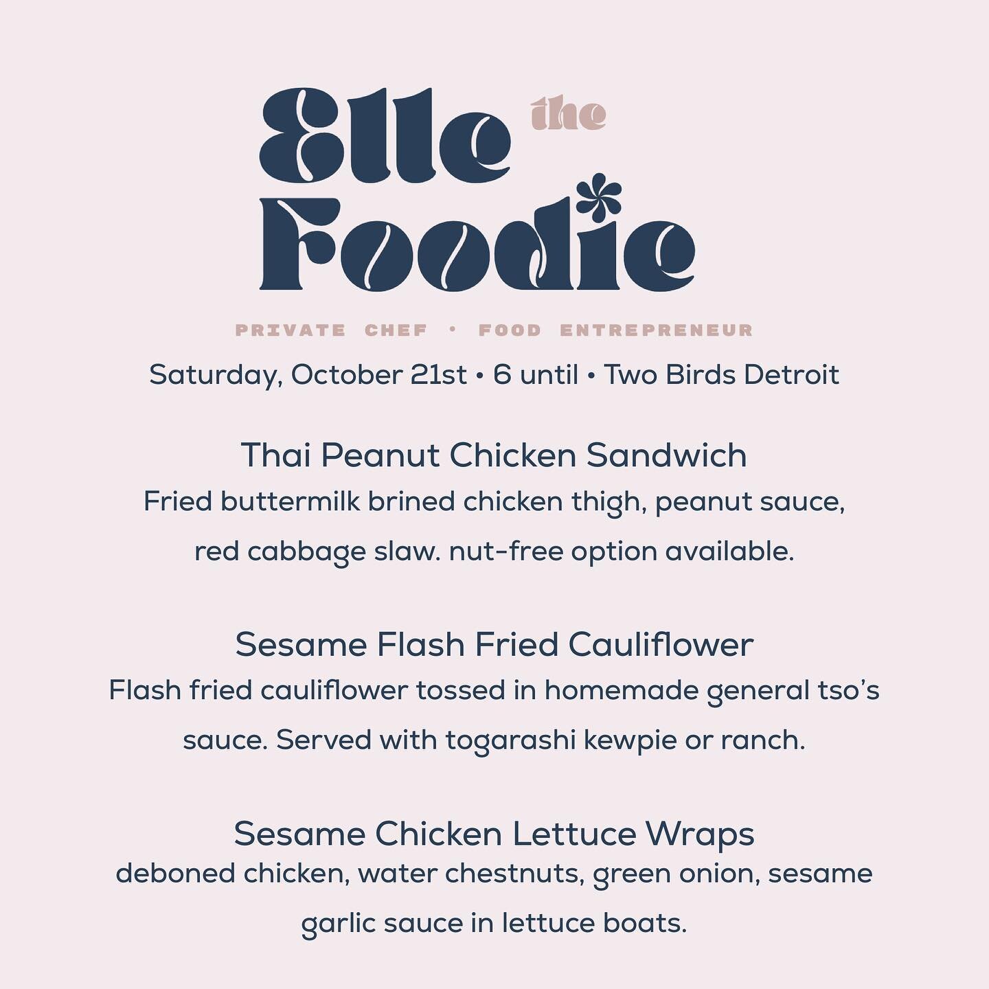 two pop ups this weekend, whew! back at my favorite place, @twobirdsdetroit, tomorrow with a brand new menu. you don&rsquo;t want to miss it.