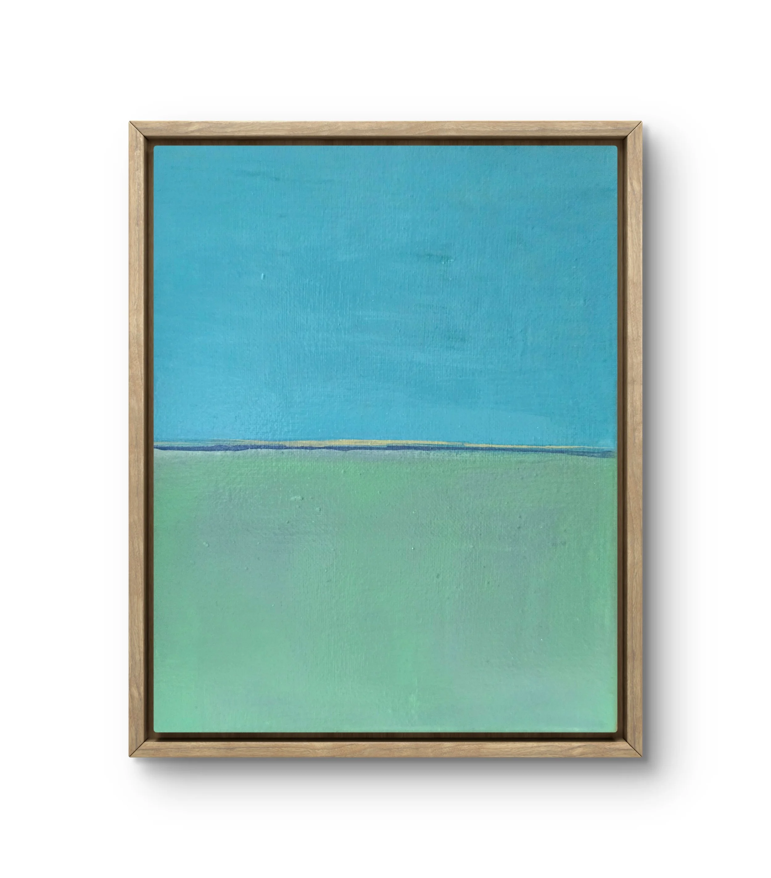 Blue & Green. Framed acrylic on canvas.  11.5 x 9.5 - $500