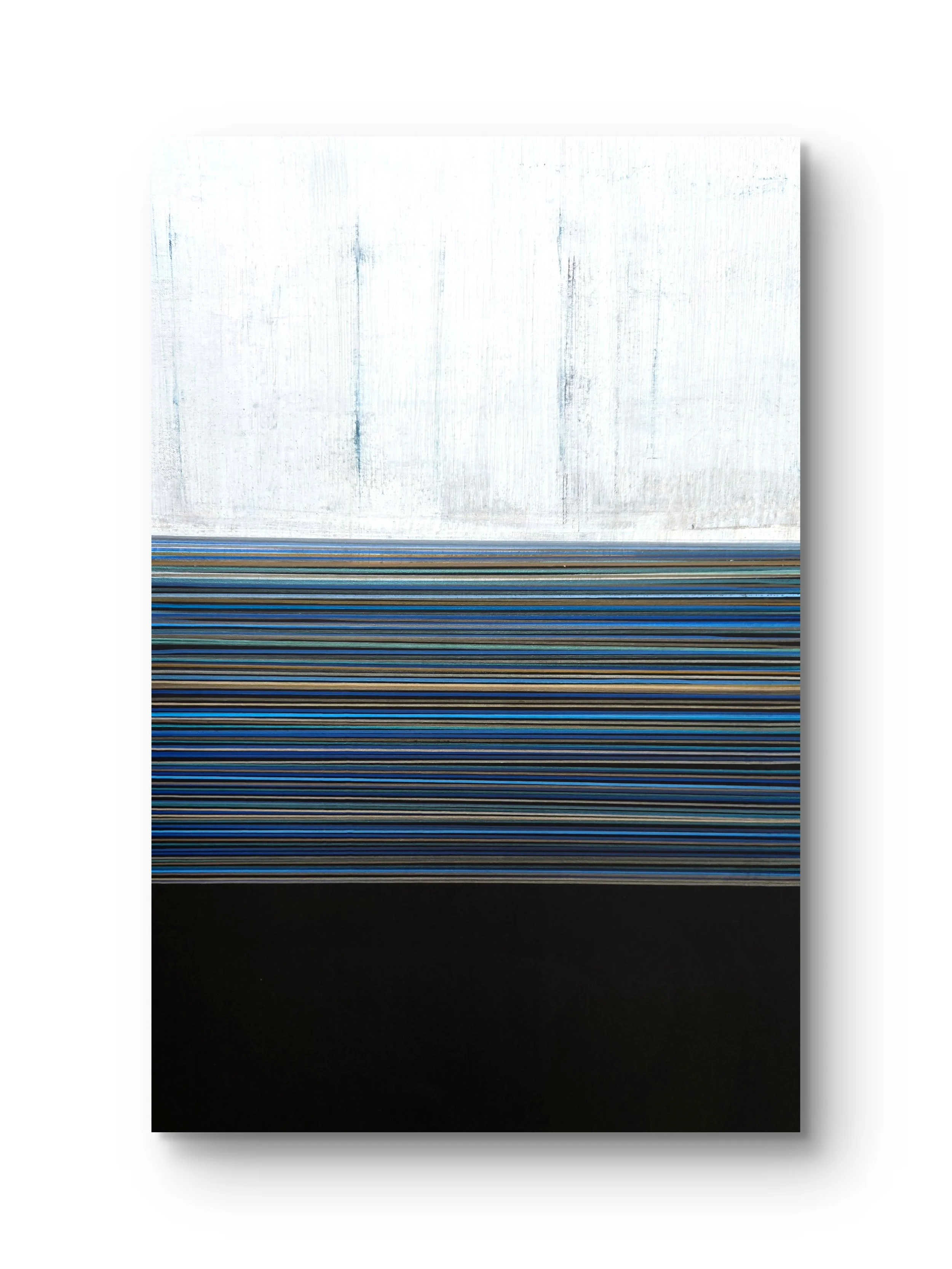 Where Black Meets White, Blue Breathes. Framed acrylic on canvas.  
24 x 36 - $1800