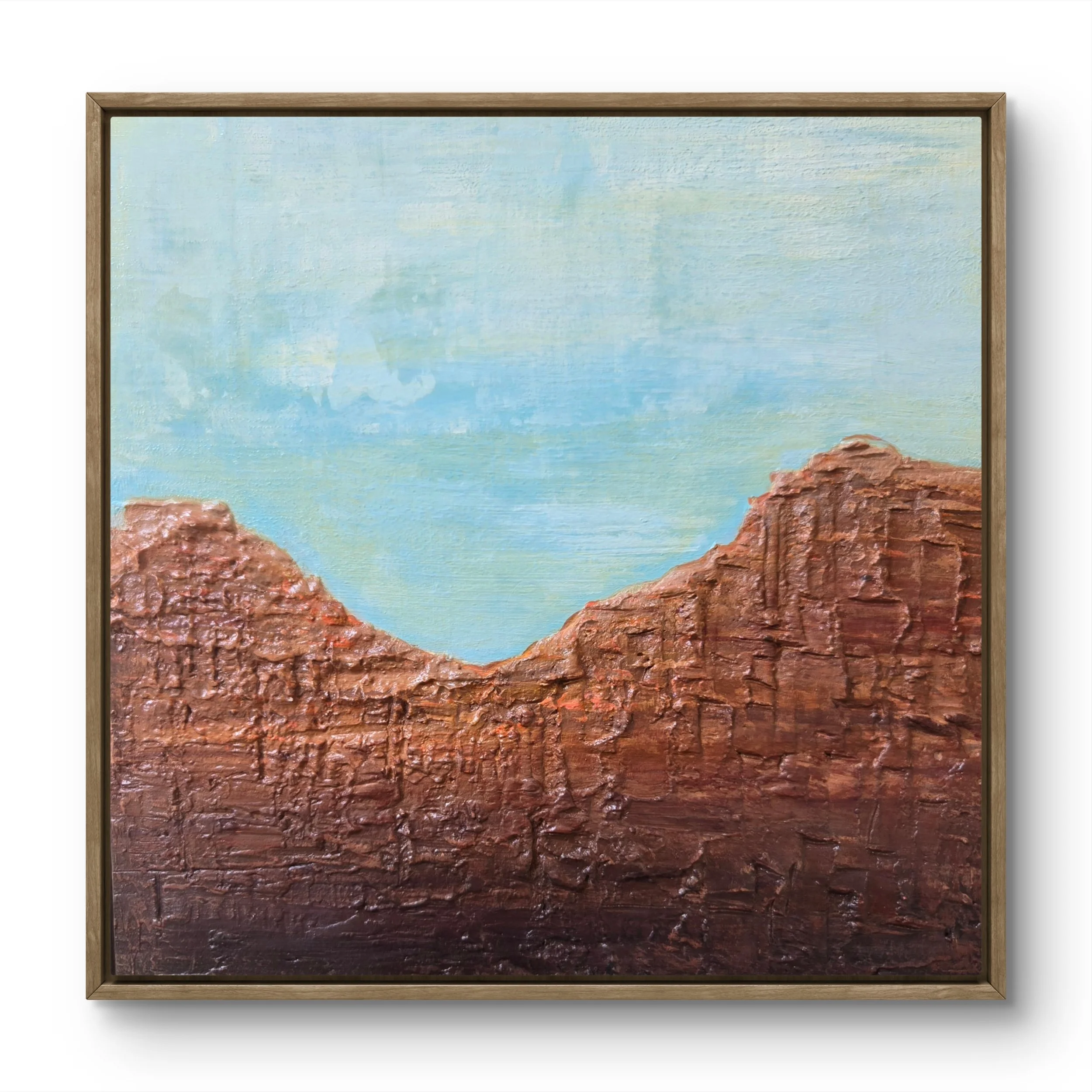 Red Rocks 1- Framed mixed media  on wood.  13 x 13 - $700  