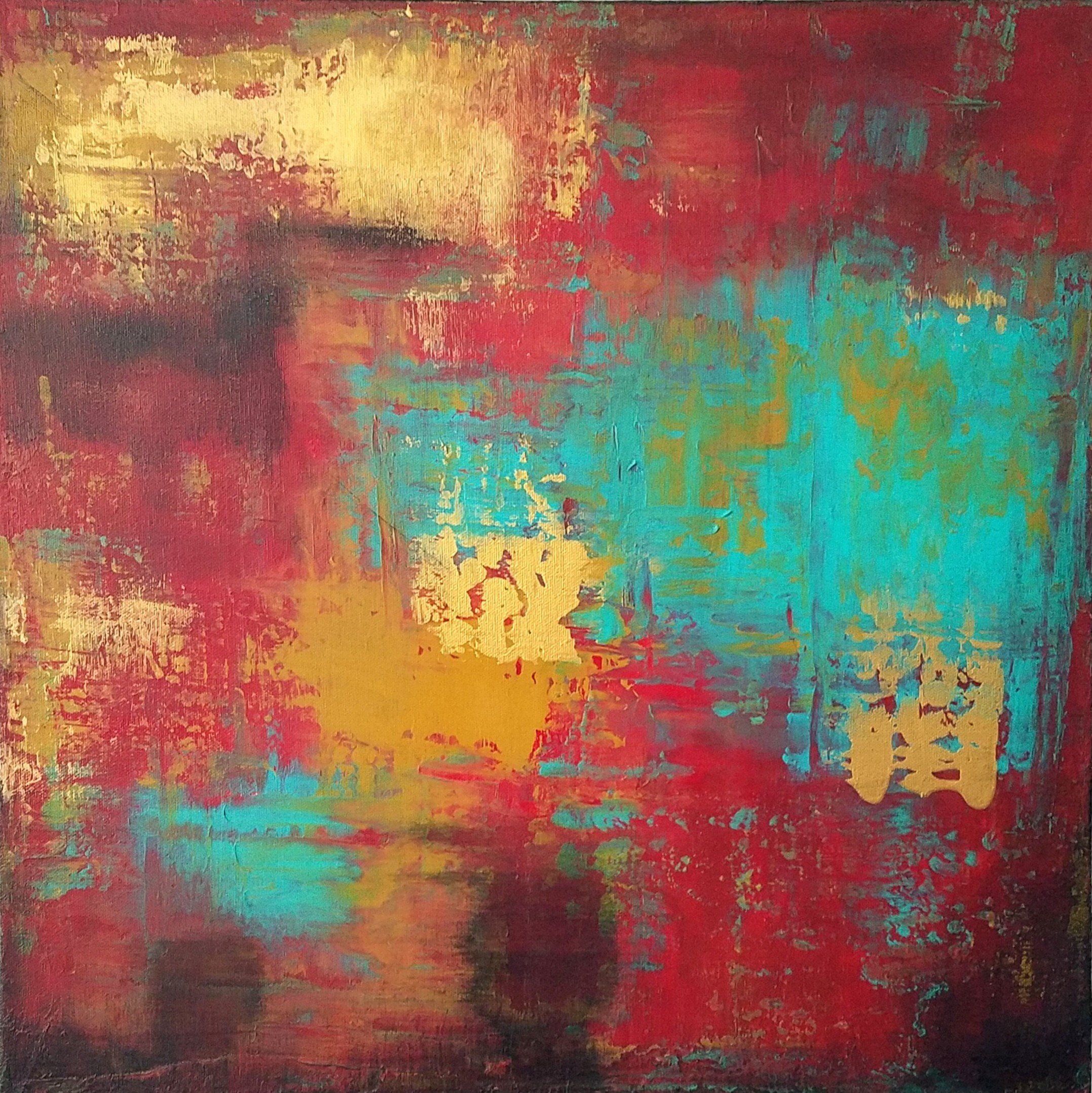 Fall in Love. Mixed media acrylic art on canvas.
24H x 24W x 2D  SOLD