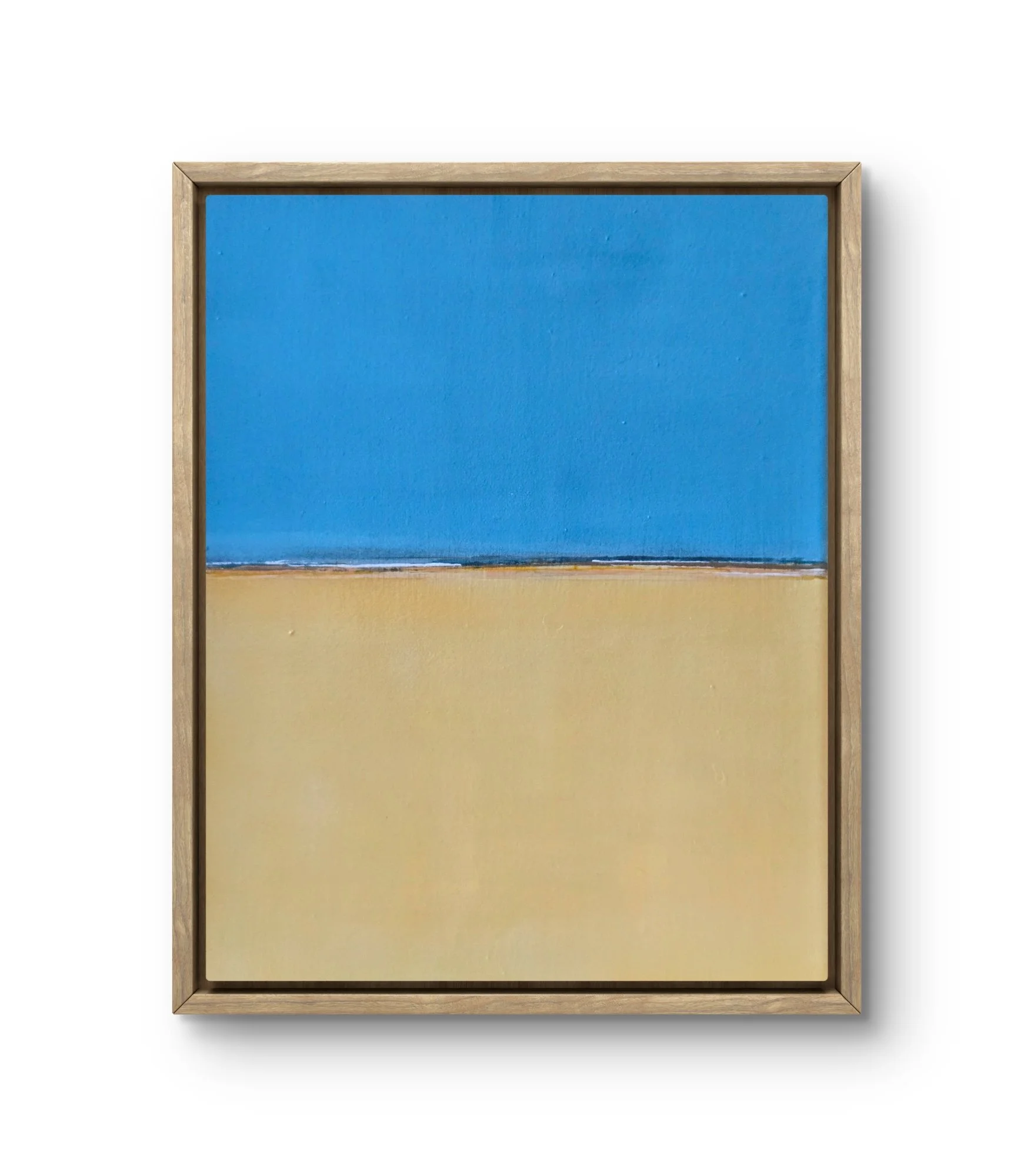 Blue & Yellow. Framed acrylic on canvas.  11.5 x 9.5 - $500