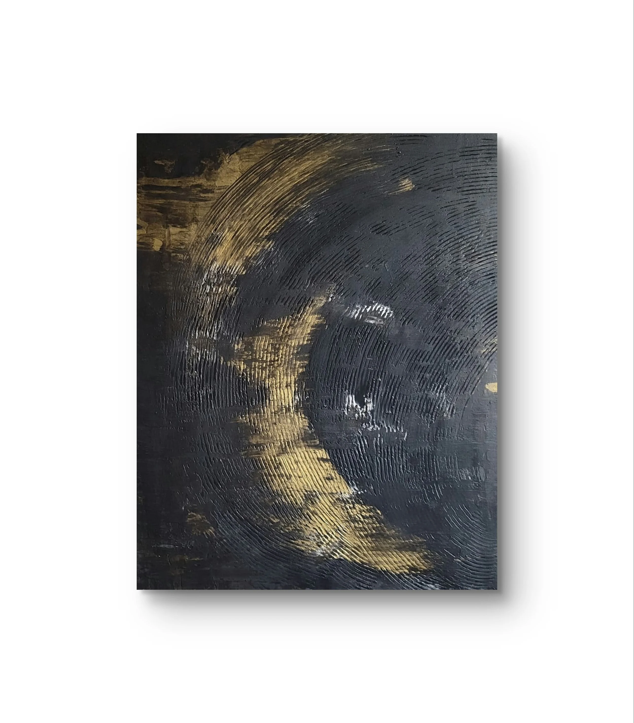 Eclipse -2 .Mixed media acrylic art on a wood panel. 16H x 12W x 2D  SOLD