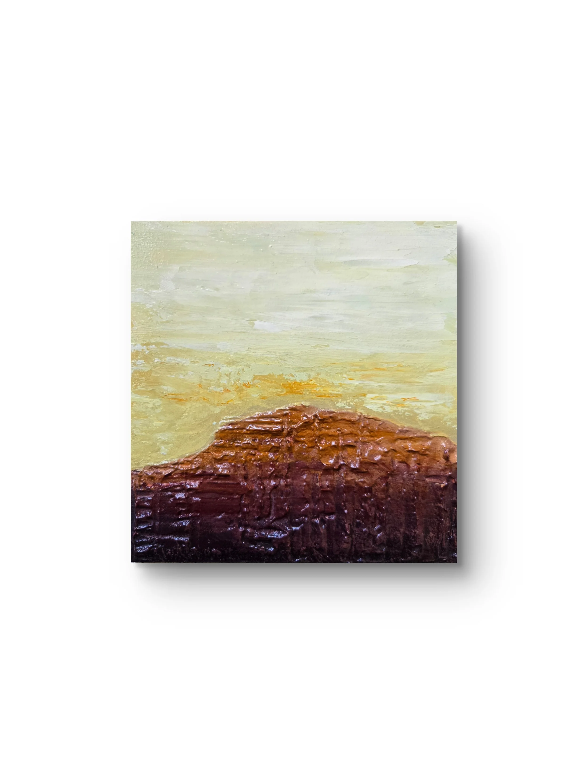 Red Rocks Sunset 2. 
Acrylic on wood.
 6 x 6 - $150