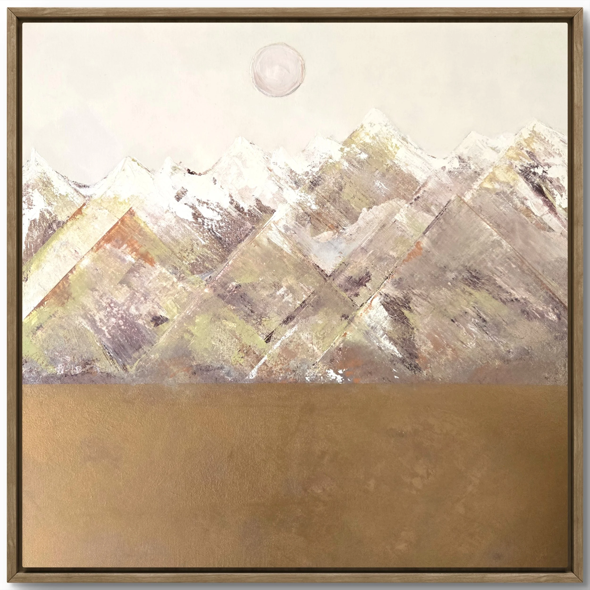 Warm Mountains. Framed mixed media acrylic on canvas. 30 x 30 - $1800