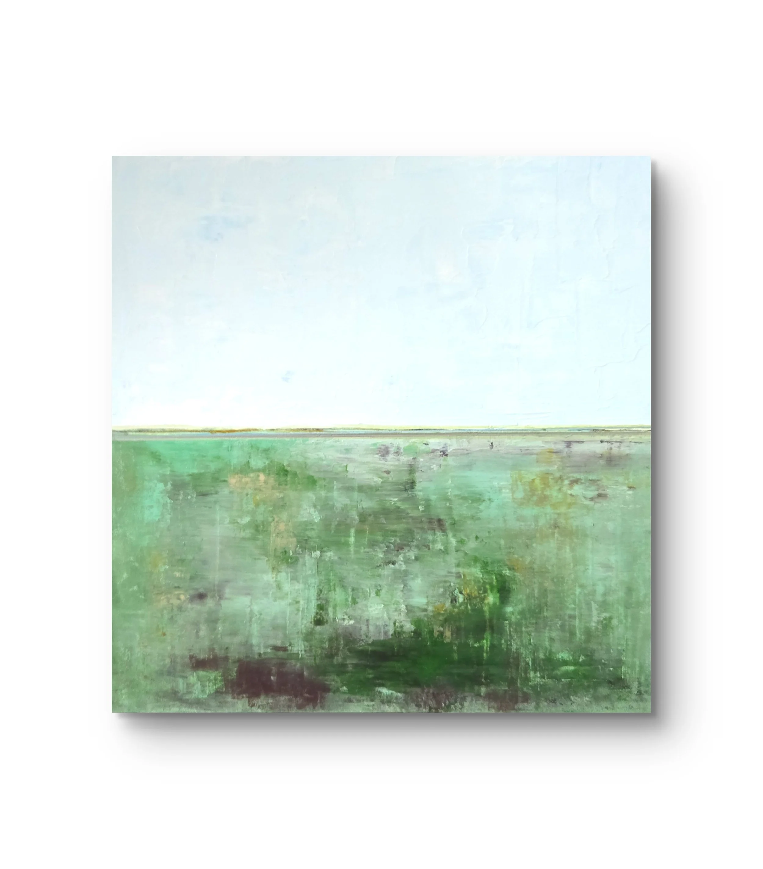 Green Fields. Mixed media on wood. 
 16 x 16 - $700