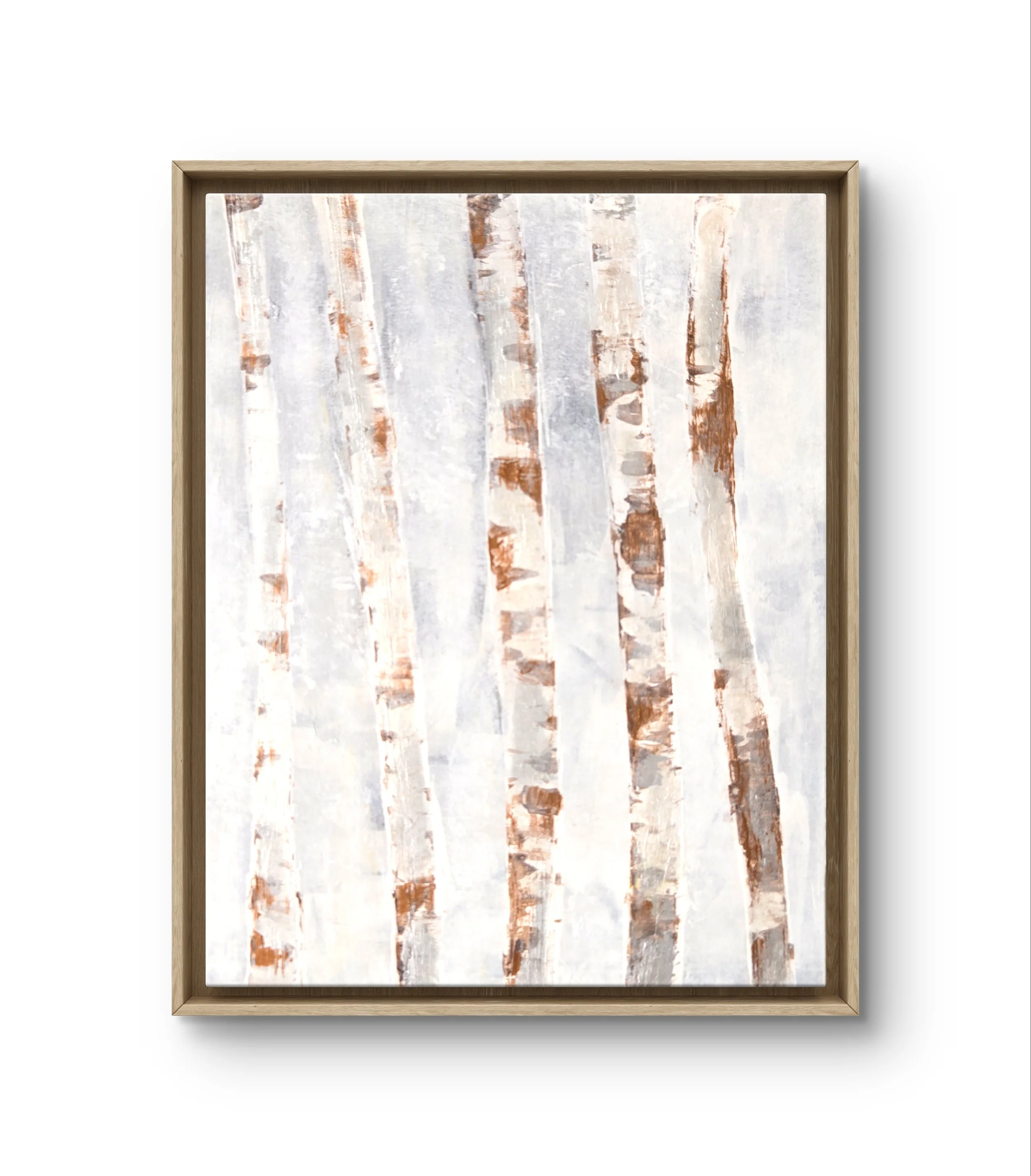 Aspens Frost in Winter. Framed Mixed media art on wood. 14 x 11 - SOLD
