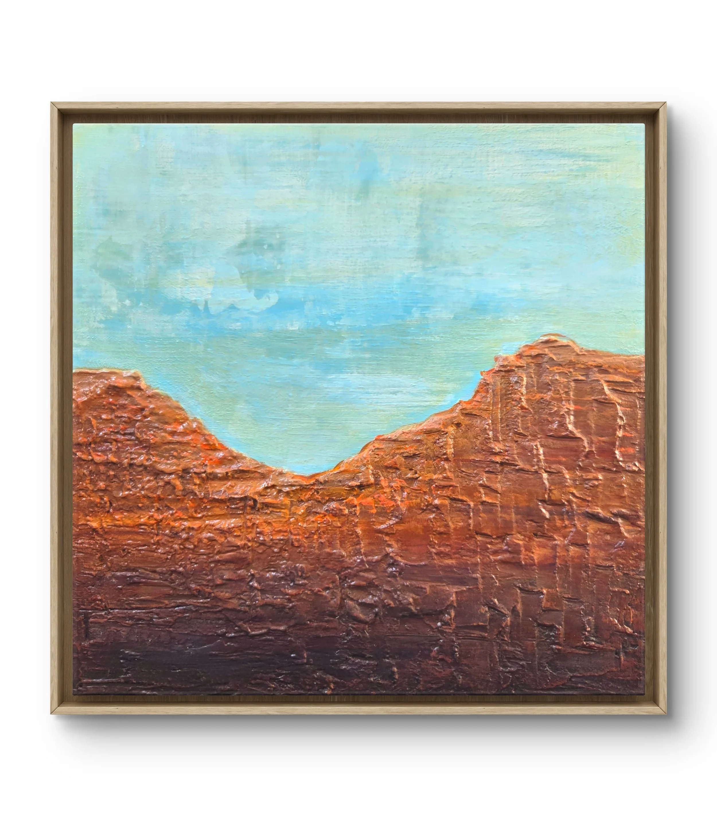 Red Rocks 1- Framed mixed media  on wood.  13 x 13 - $700  