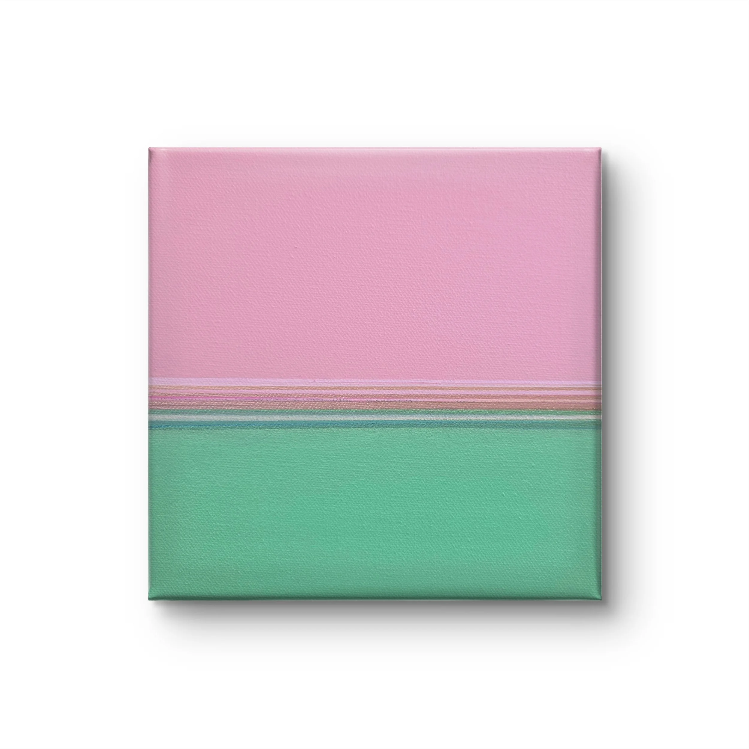 Pink & Mint Green. Acrylic on canvas. 
8 x 8 - $300
