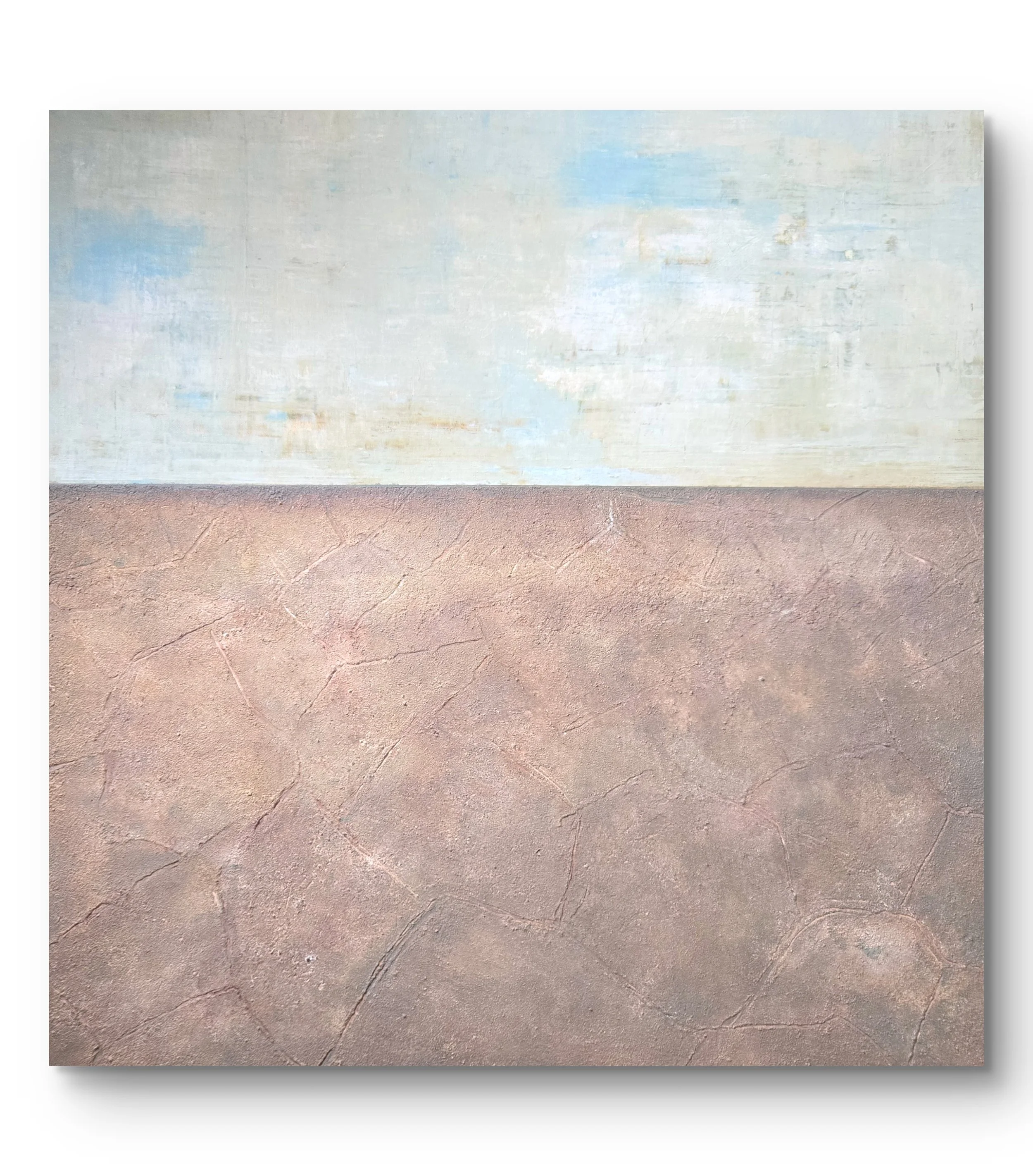 Blue Sky, Broken Earth.Mixed media acrylic on canvas.  36 x 36 - $2500