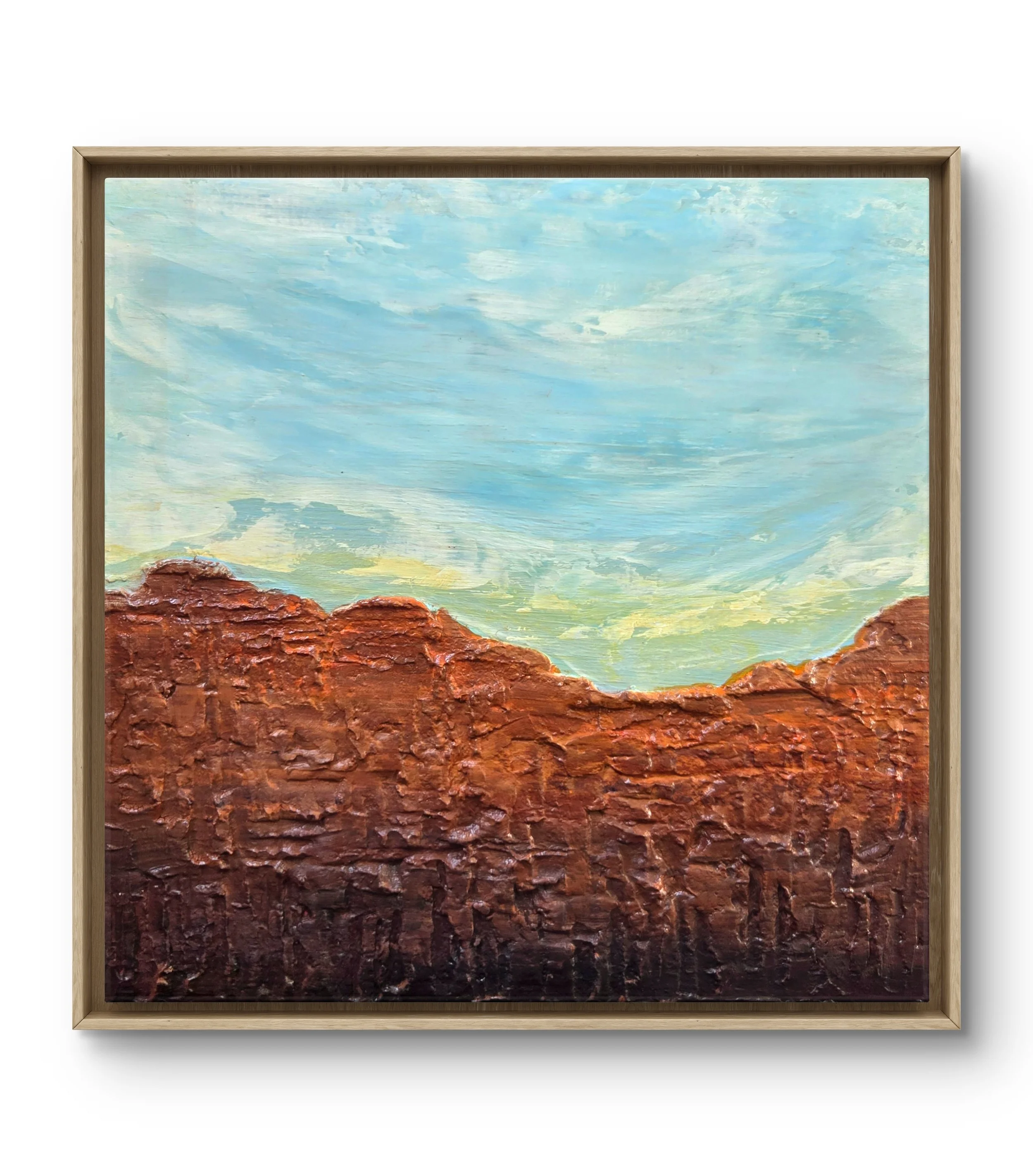 Red Rocks 2- Framed mixed media  on wood.  13 x 13 - $700  