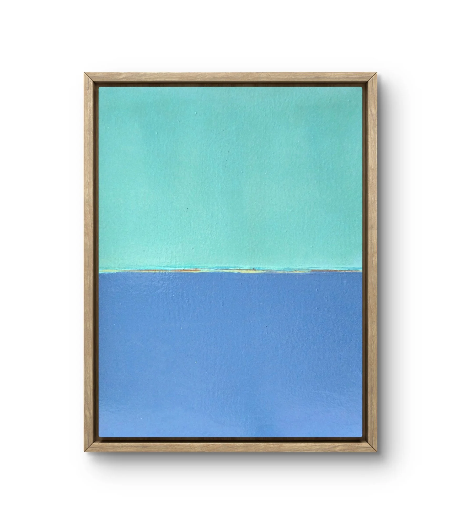 Teal & Blue. Framed acrylic on canvas.  11.5 x 9.5 - $500