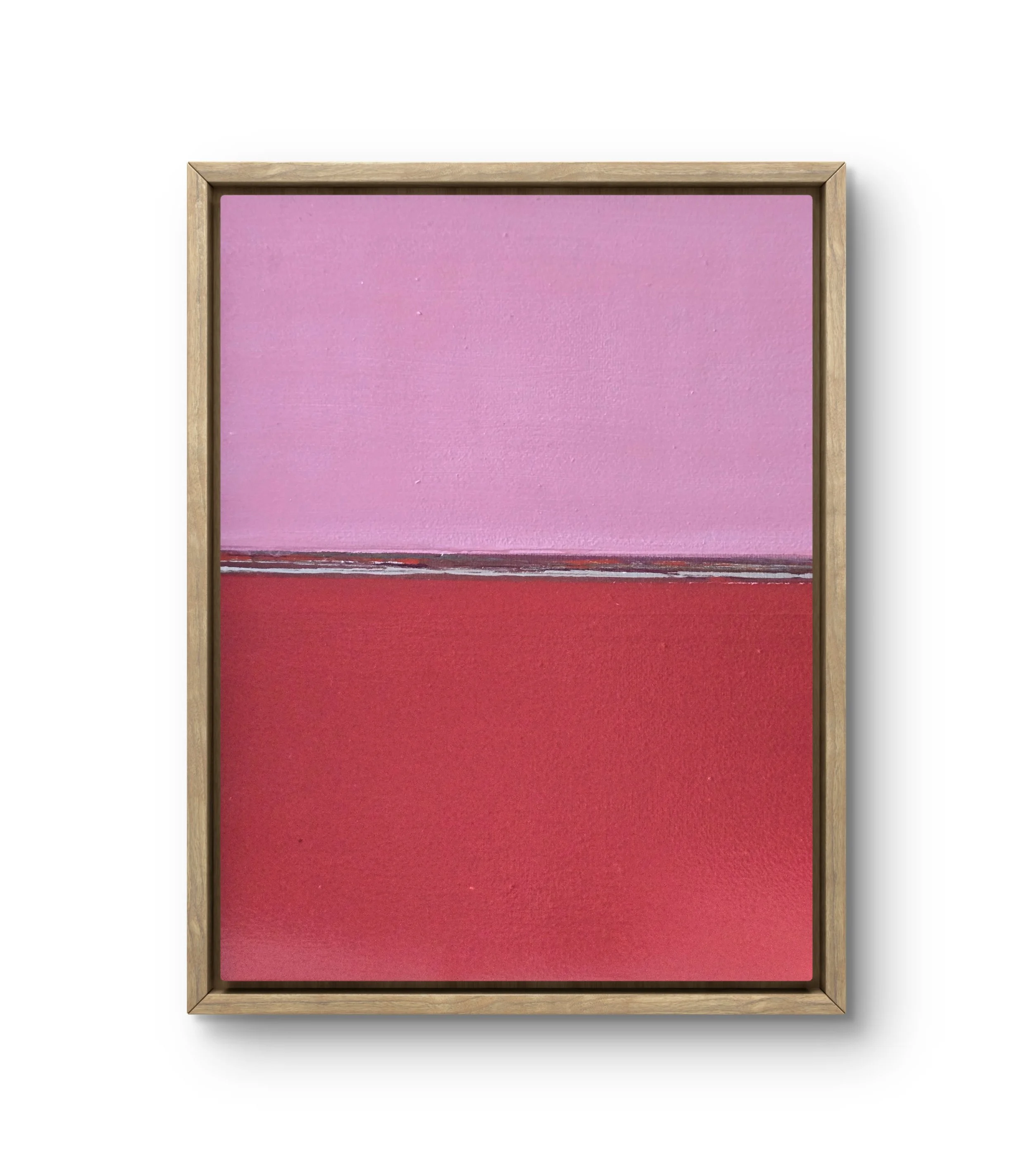 Pink & Red. Framed acrylic on canvas.  11.5 x 9.5 - $500