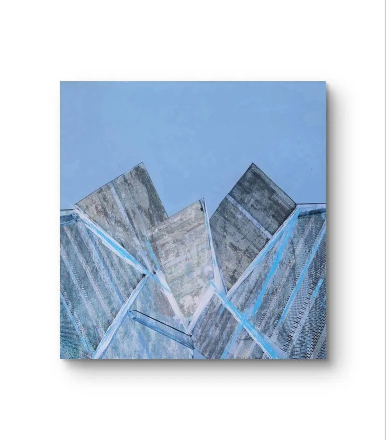 Architectural Assemblage. Mixed media on wood finished with Resin. 12 x 12 - SOLD