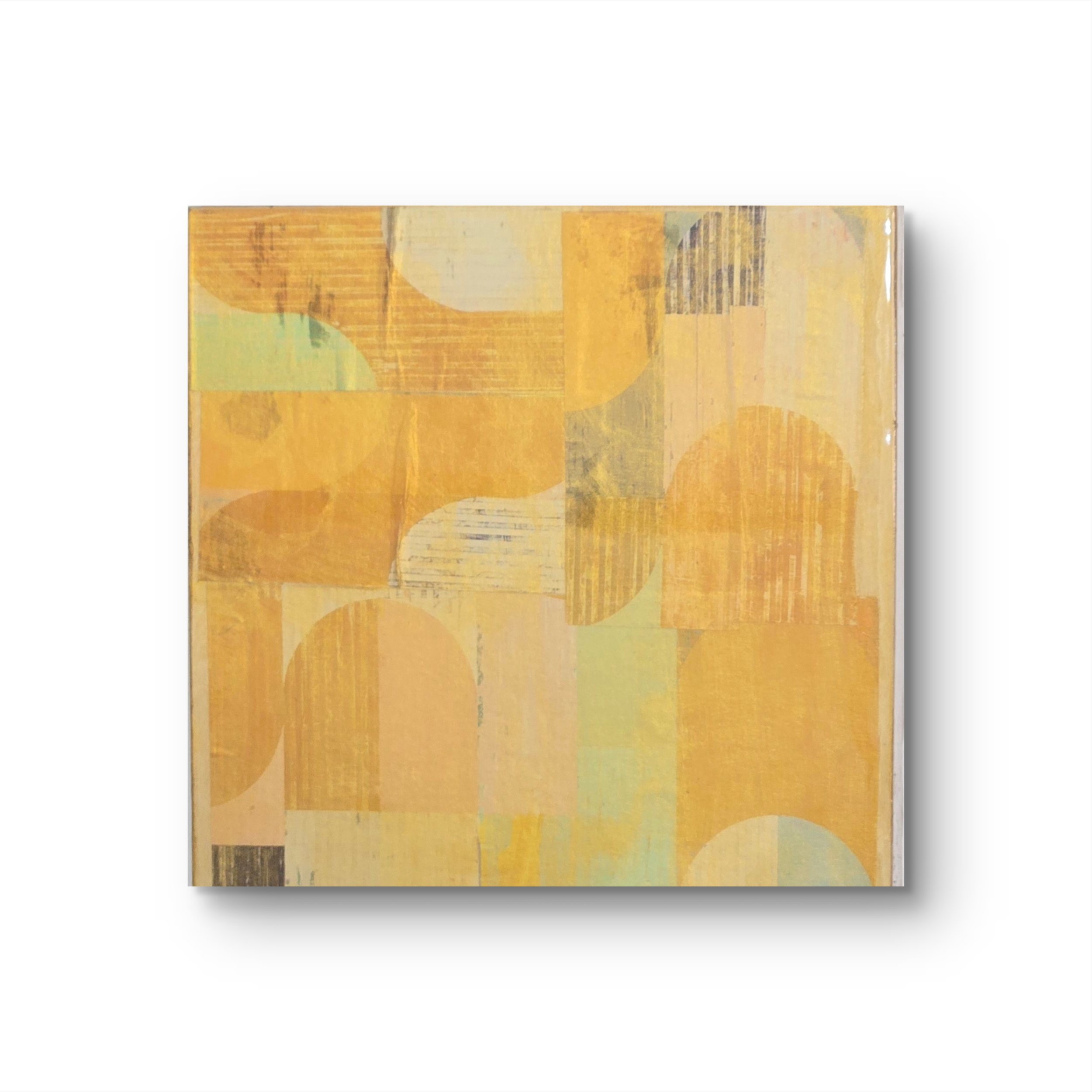 Summer Time. Mixed media on wood finished with Resin. 8 x 8 - SOLD