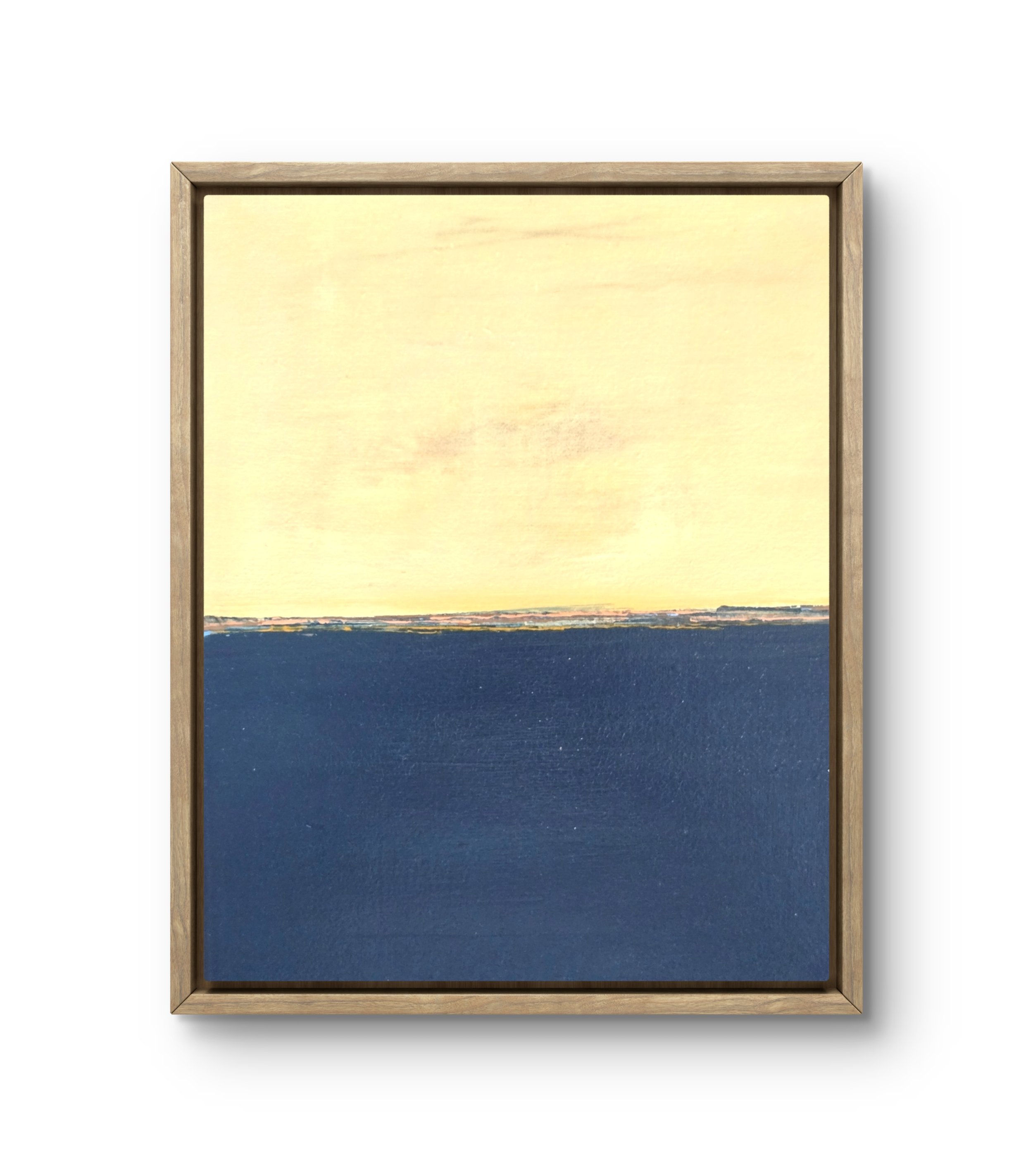 Yellow & Navy. Framed acrylic on canvas. 11.5 x 9.5 - $400