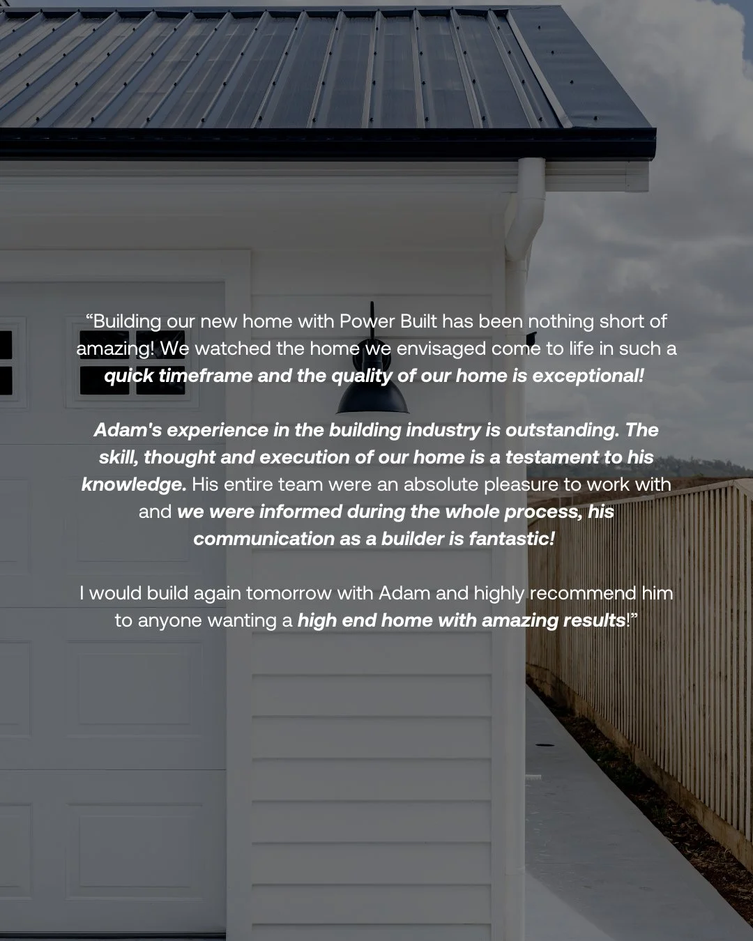 Thank-you to one of our incredible clients for your kind words! We loved building your dream home. ⁠
⁠
Want an experience like this? Get in touch so we can start talking about your dream home! https://powerbuilthomes.au/