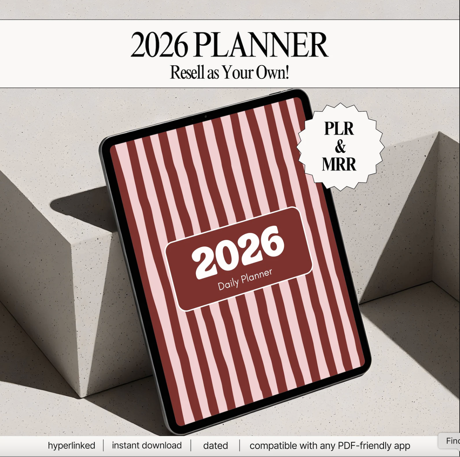 2026 Hyperlinked Digital Planner W/ MRR + PLR