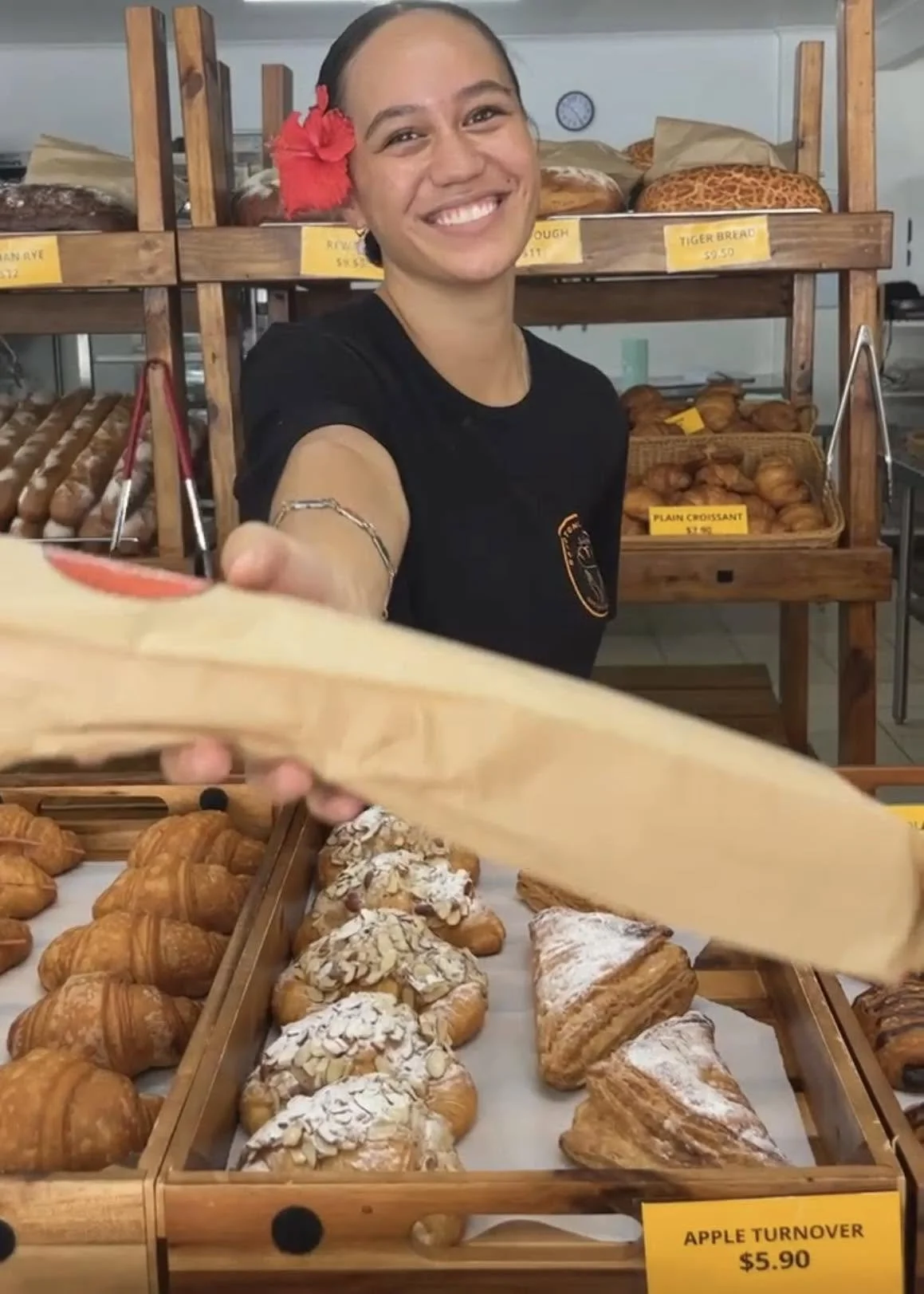 Fresh bread, pastries and coffee at Rarotonga Bakery Café.