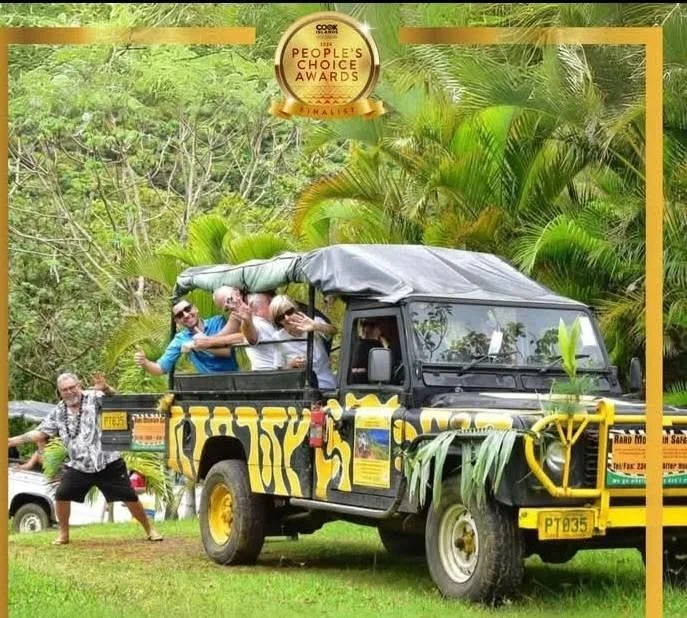 Raro Safari Tours taking visitors through Rarotonga's mountains, plantations and tropical scenery.