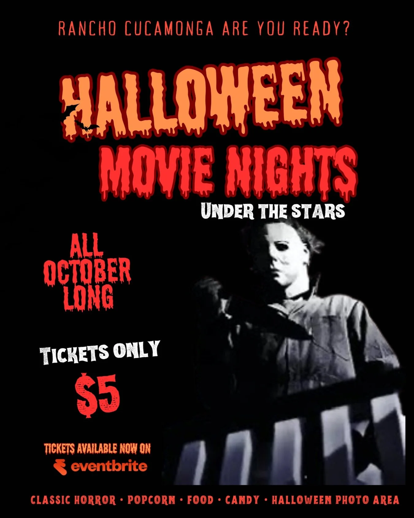 🎃 WAIT&hellip; $5 HALLOWEEN MOVIE NIGHTS IN RANCHO CUCAMONGA?! 👀🍿

Yes! We&rsquo;re watching Halloween classics outside UNDER THE STARS all October long at Sweeten Hall. 🌙🎬

Imagine a cool October night, Halloween decorations, popcorn in your ha