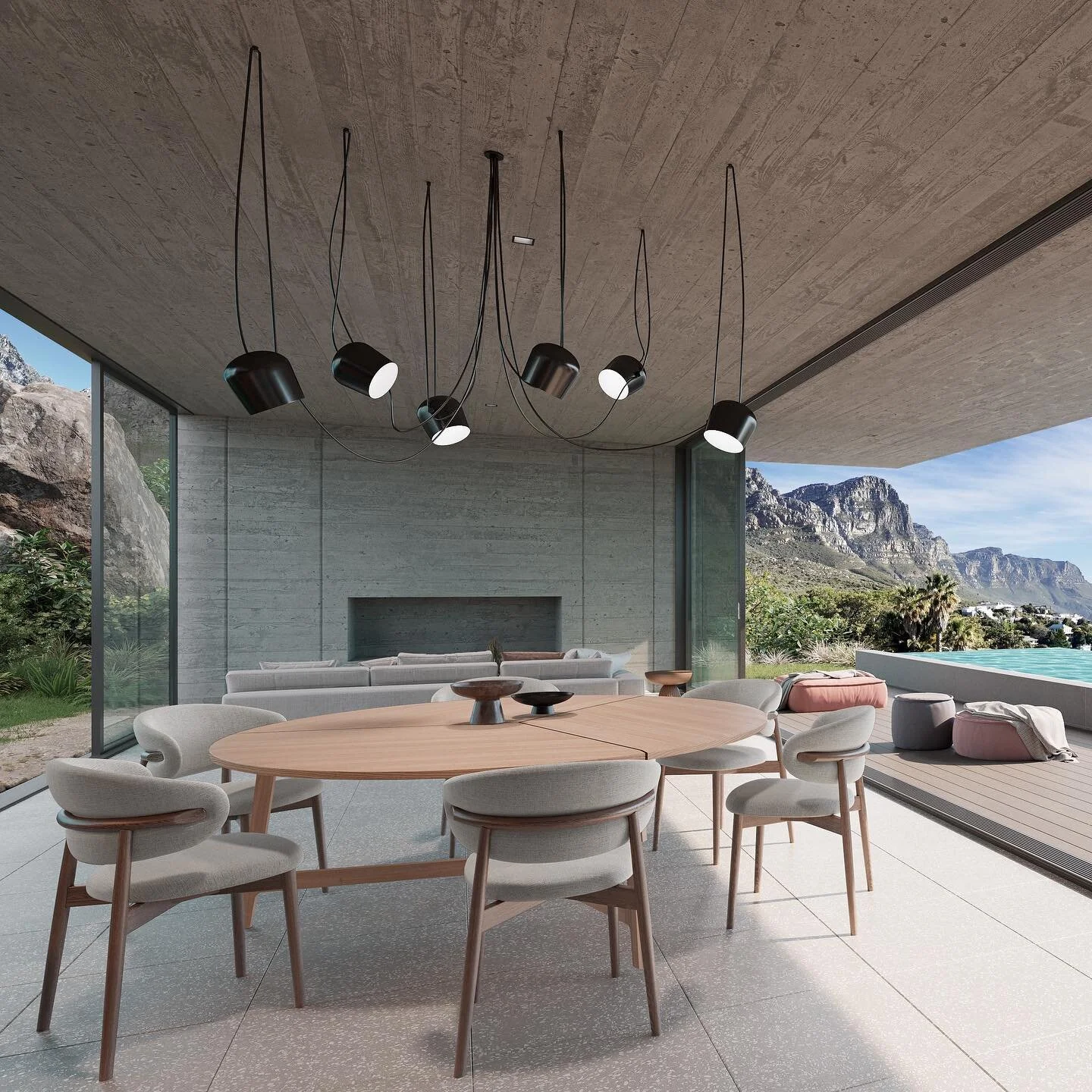 Experience the perfect harmony of nature and luxury at Falcon Peak. Indoor-outdoor living at its finest, where the boundaries blur between the stylish comfort of our villa's living room and the breathtaking beauty of nature, with the magnificent Twel