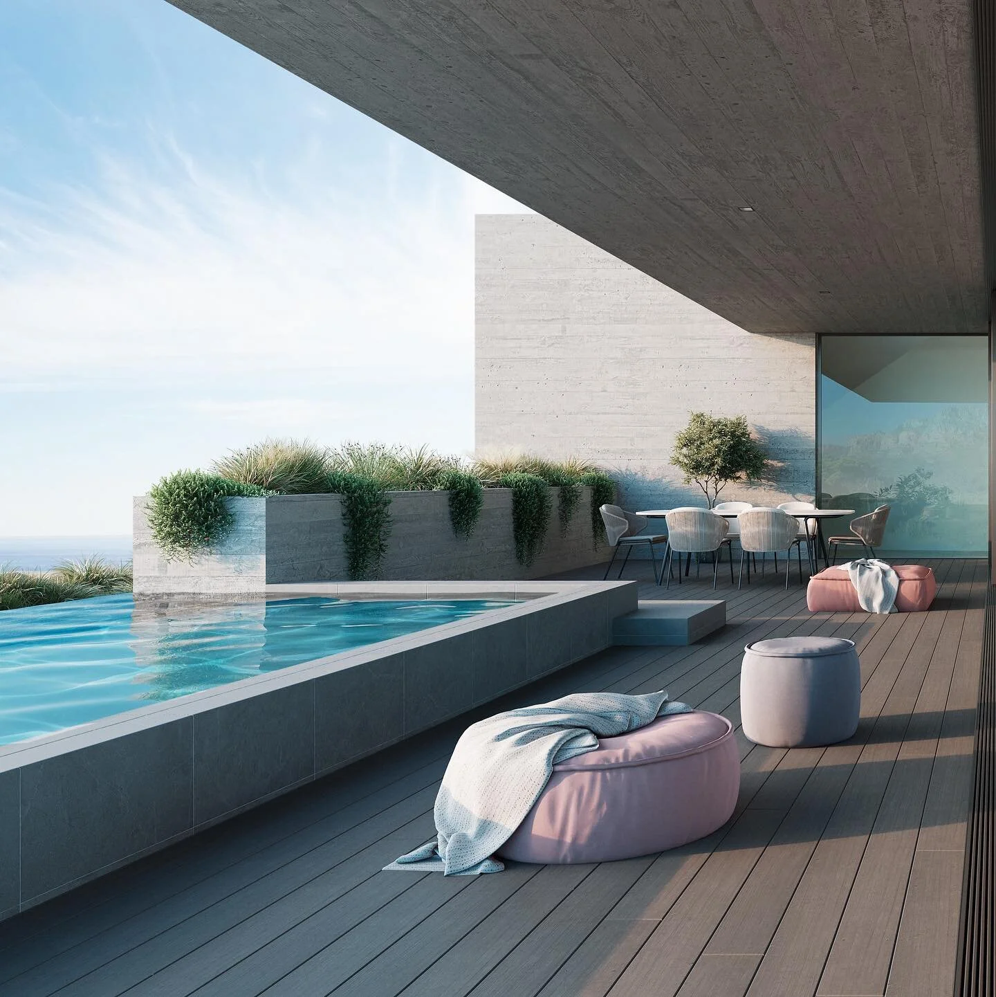 The large sliding doors of Villa Astore offer offer elevated views from the slopes of the Table Mountain Nature Reserve over to the endless expanse of the Atlantic Ocean