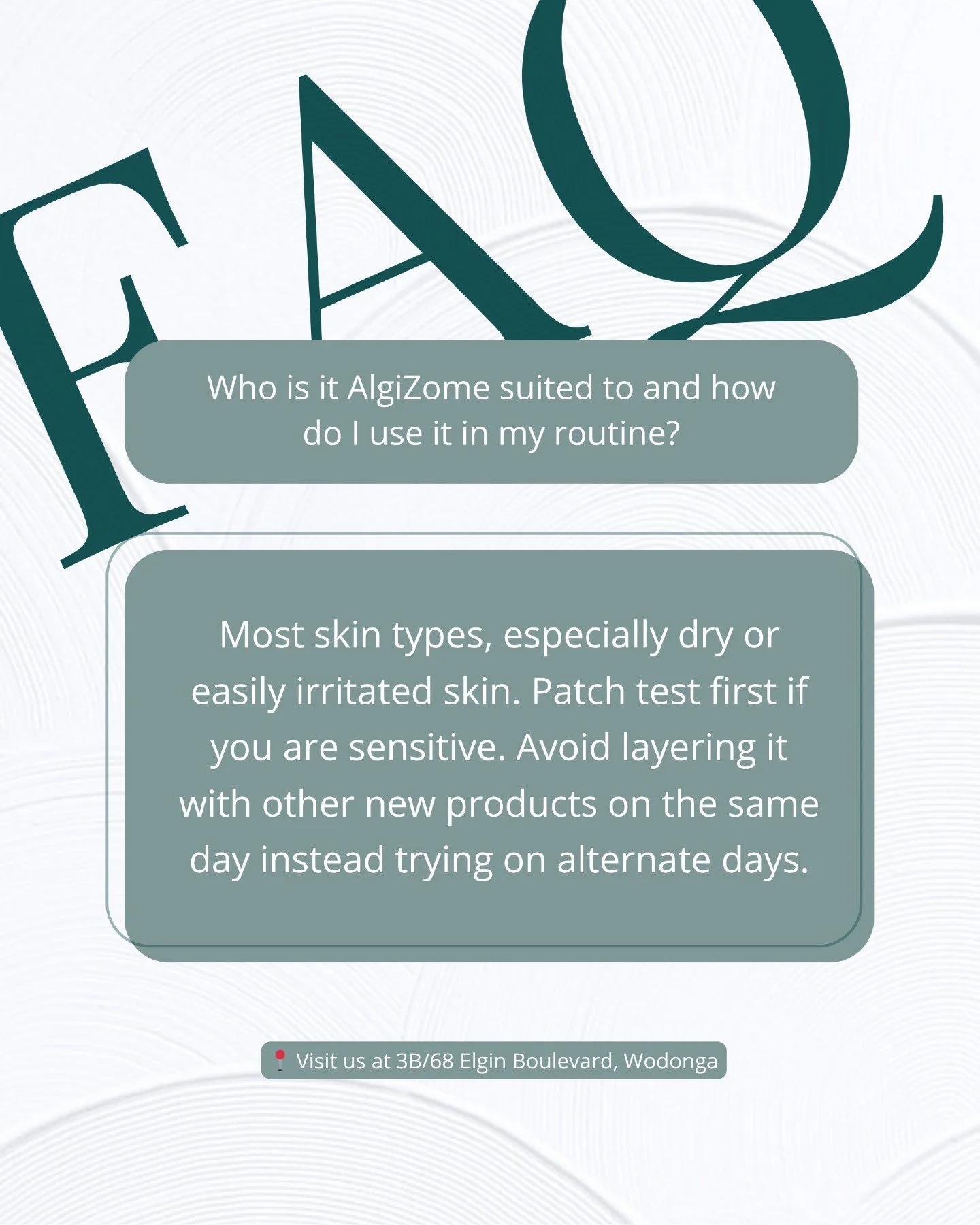 Q: Who is AlgiZome suited to, and how do I use it?
A: Most skin types, especially dry or easily irritated. Patch test first if you are sensitive. Start on alternate days. Avoid layering it with other new products on the same day. Apply 1&ndash;2 pump