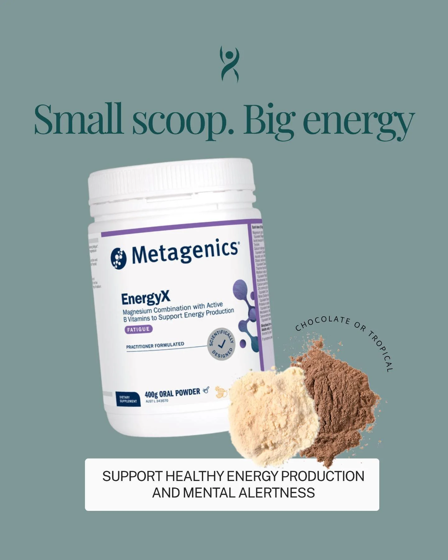 EnergyX by Metagenics is a practitioner-only formula designed to support healthy energy production and mental alertness. It contains nutrients such as magnesium, B vitamins, and amino acids that help the body&rsquo;s natural energy systems, without r