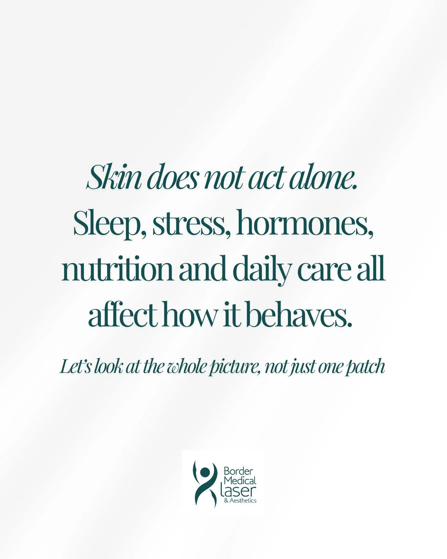 Skin does not act alone.
Sleep, stress, hormones, nutrition and daily care all affect how it behaves.
We look at the whole picture, not just one patch.

When you come in with a concern like breakouts, redness or pigment, we are not only looking at th