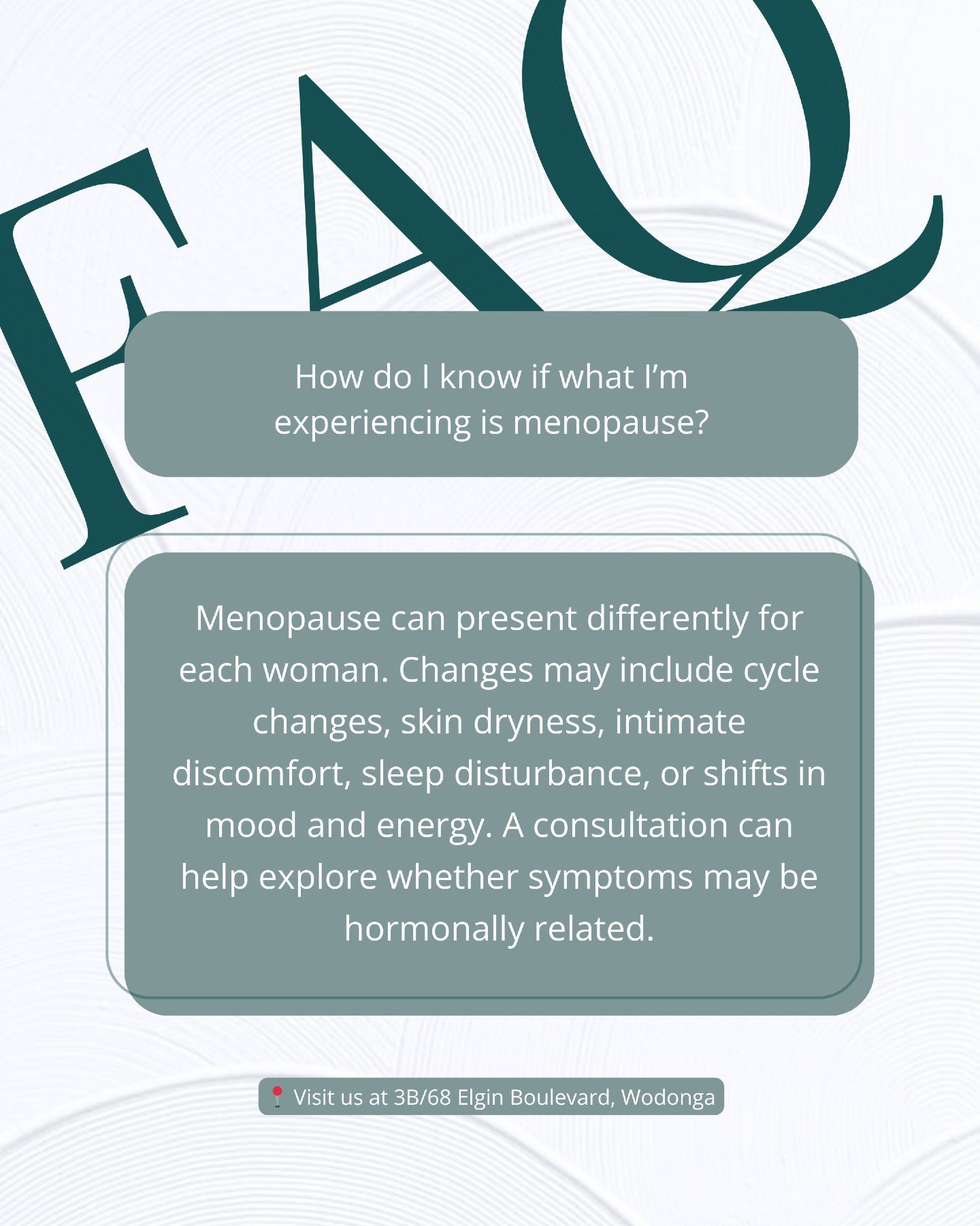 Menopause can look very different from one woman to another. Some notice changes gradually, while for others they feel sudden or confusing.

You may notice things like changes to your cycle, skin dryness or sensitivity, intimate discomfort, disrupted