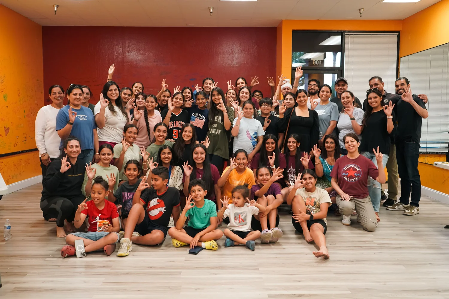 The Central Valley Bhangra community of dancers and families gathered in the studio
