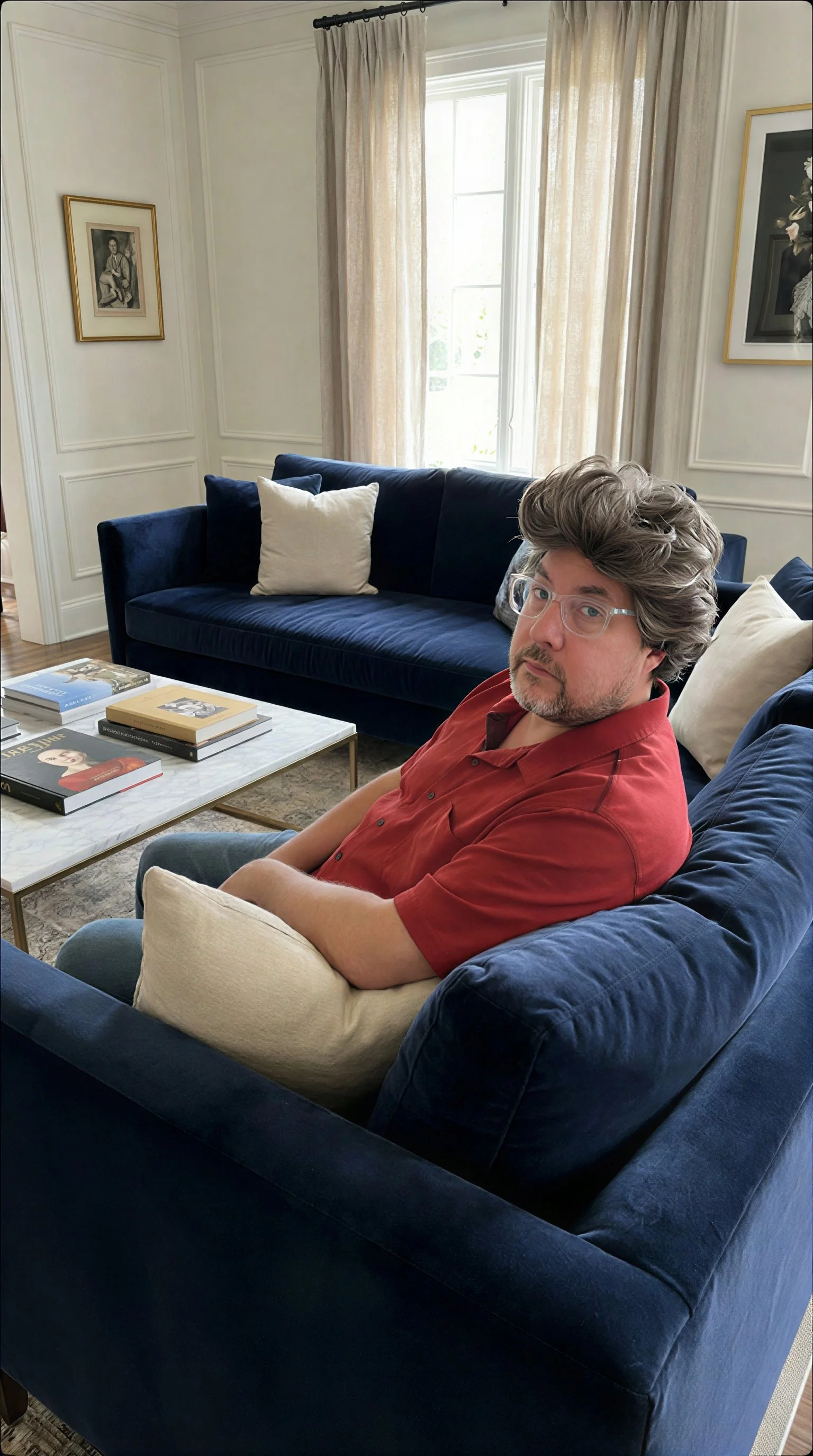 Ronald MacLennan on sofa