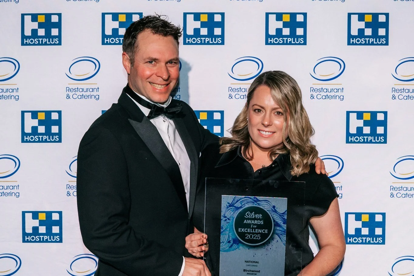 Kane and Laura with their National Silver award, Restaurant & Catering Awards
