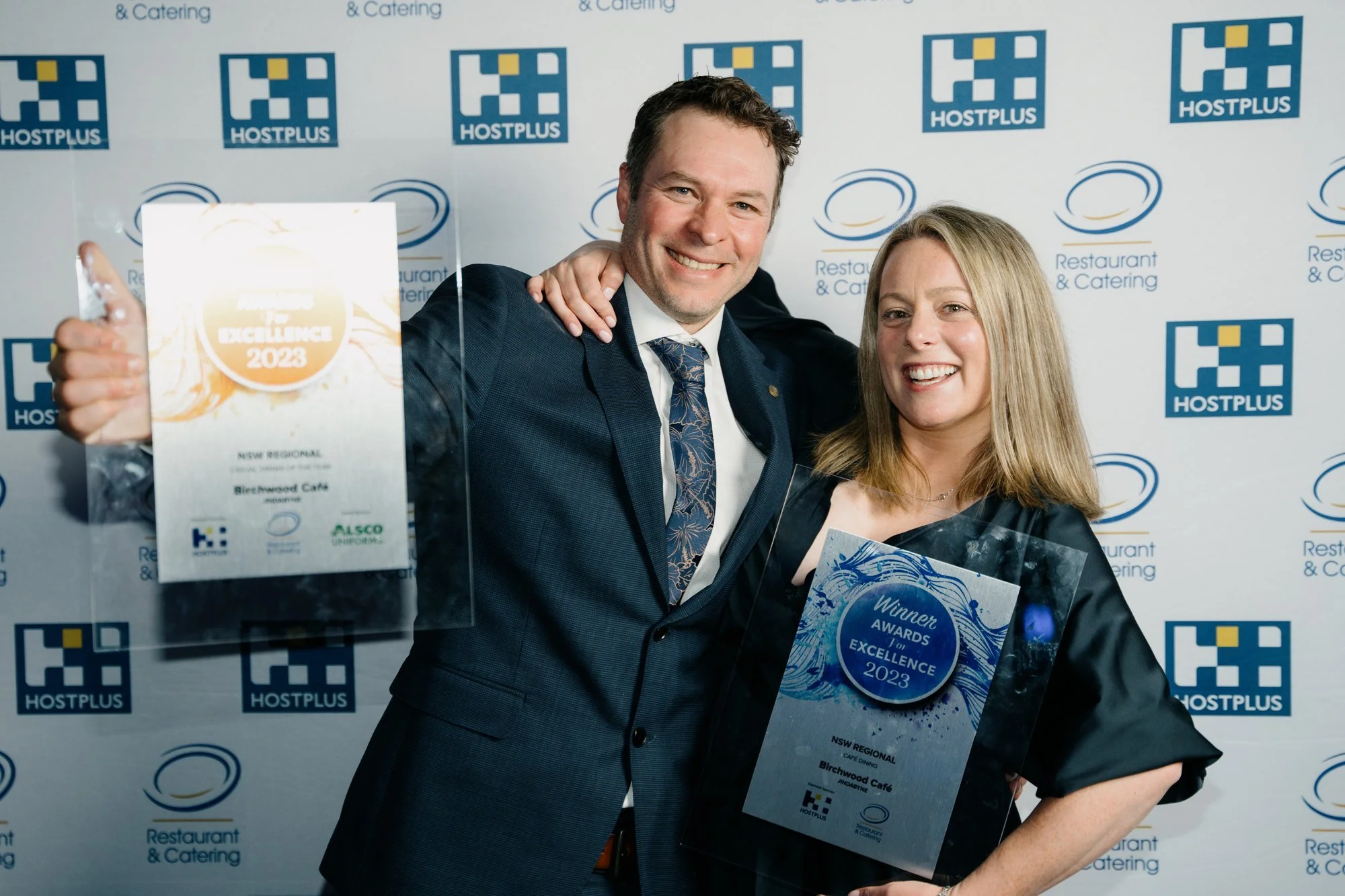 Kane and Laura with their Restaurant & Catering Regional NSW awards