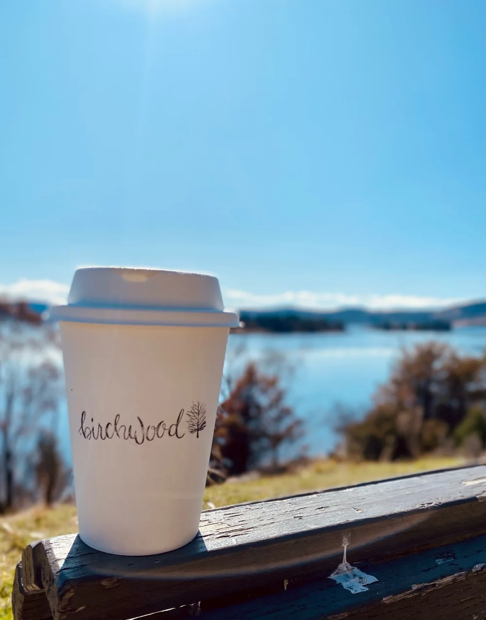 Birchwood takeaway coffee overlooking Lake Jindabyne