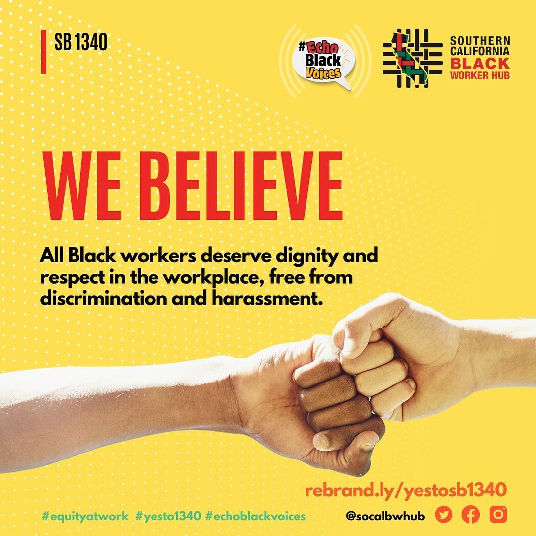 We believe all workers deserve respect in their workplaces, but we know that&rsquo;s not always the reality. This week we ask the CA Appropriations committee to pass Senate Bill #sb1340 now! We need local enforcement of discrimination protections. Pr