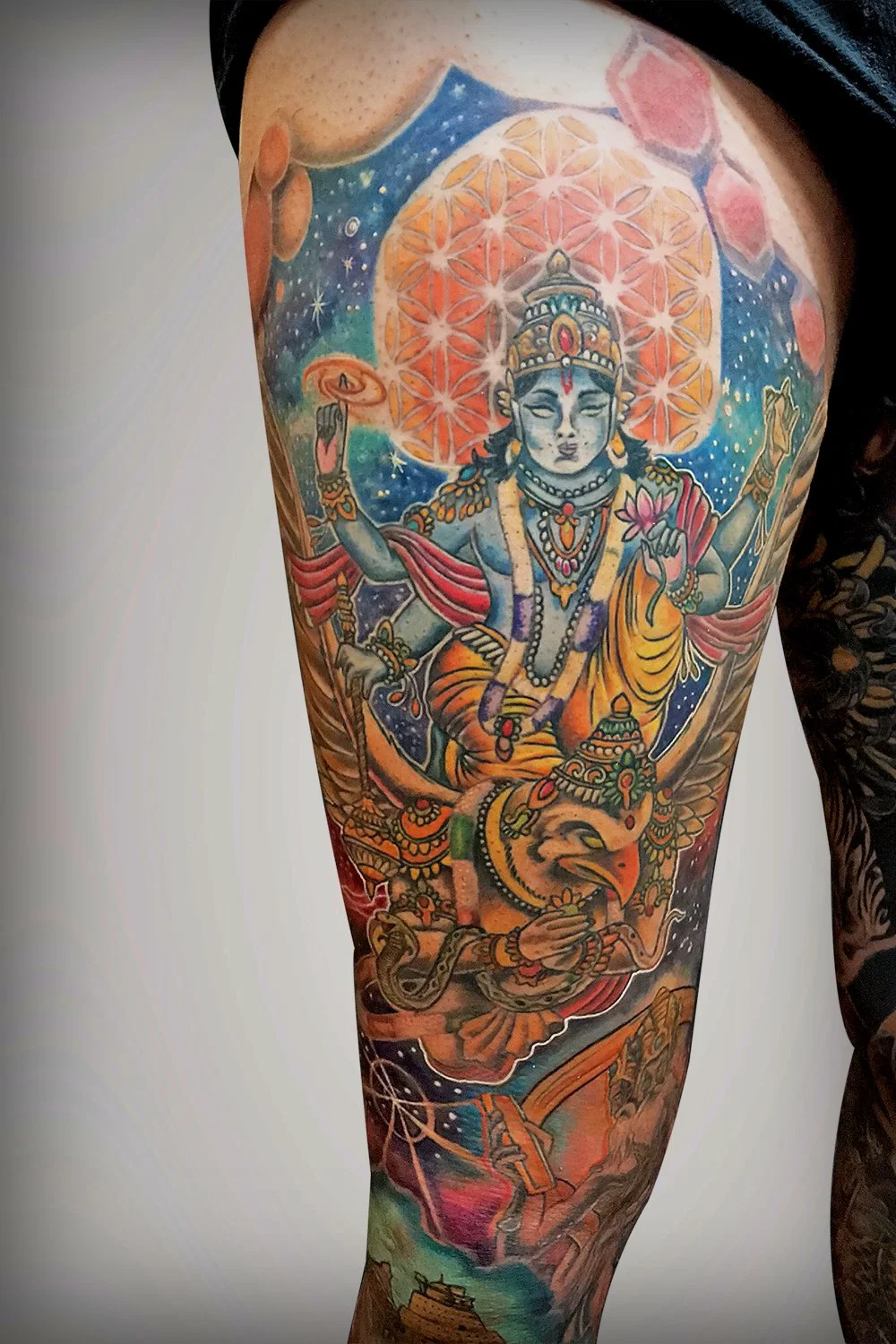 Vishnu is a major Hindu deity, often referred to as the preserver or protector of the universe.