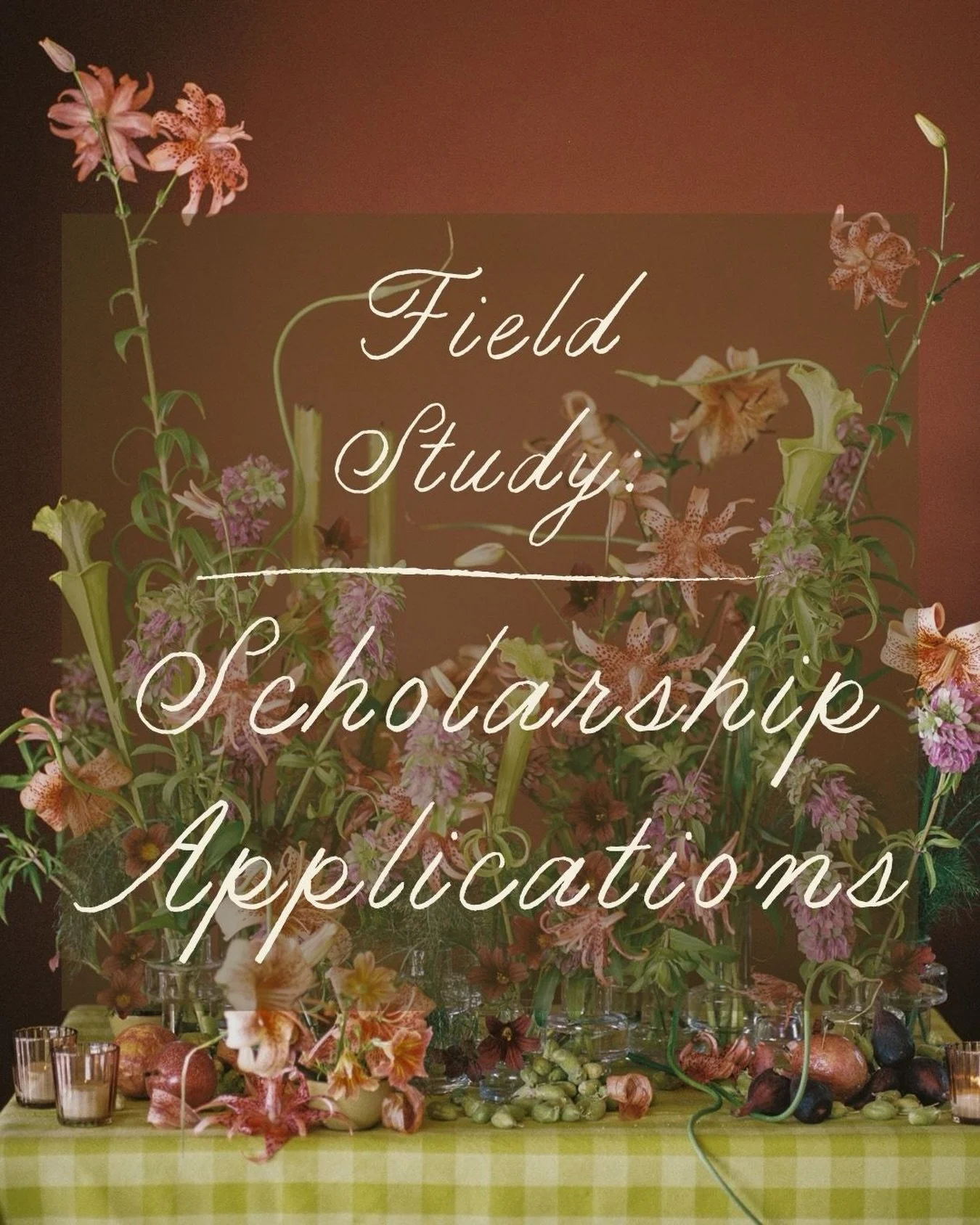 NOW OPEN until March 14th at midnight, so make sure to apply now if you are interested! 

I was gifted a scholarship to one of my very first floral workshop experiences, back in college, &amp; it changed the way I saw flowers forever going forward. I