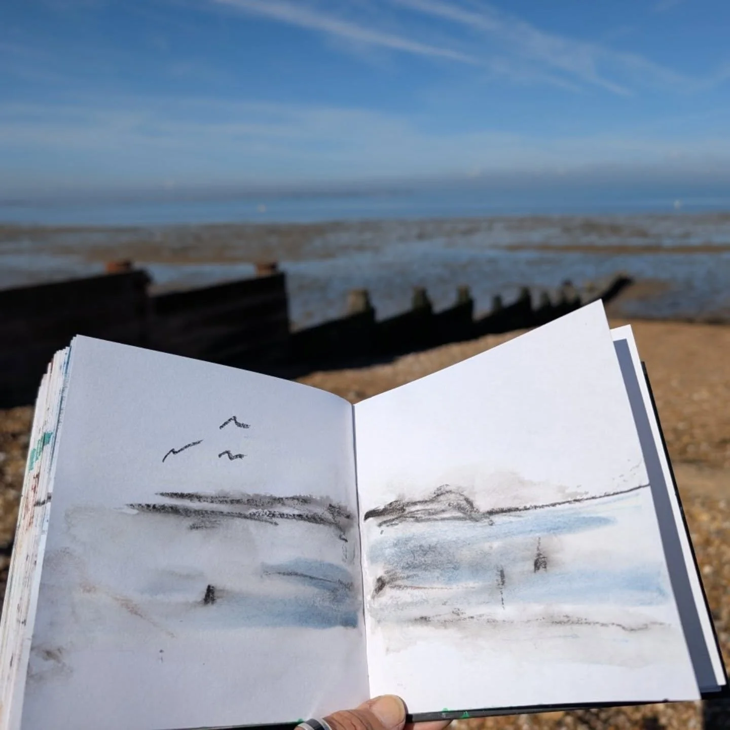 So lovely to sketch on the beach this morning. It's a glorious end of September day 🩵