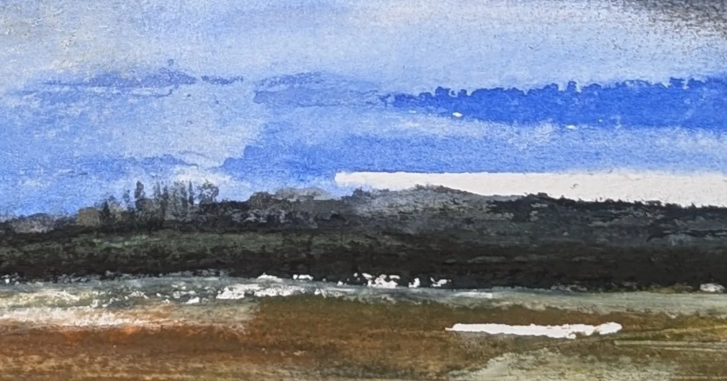 I can see the Isle of Sheppey and I like to imagine that it's Tuscany. It's beautiful anyway, as it is, but that line of trees always takes me to far away places 💙

#imaginedlandscapes 
#abstracting 
#acrylicink 
#isleofsheppey