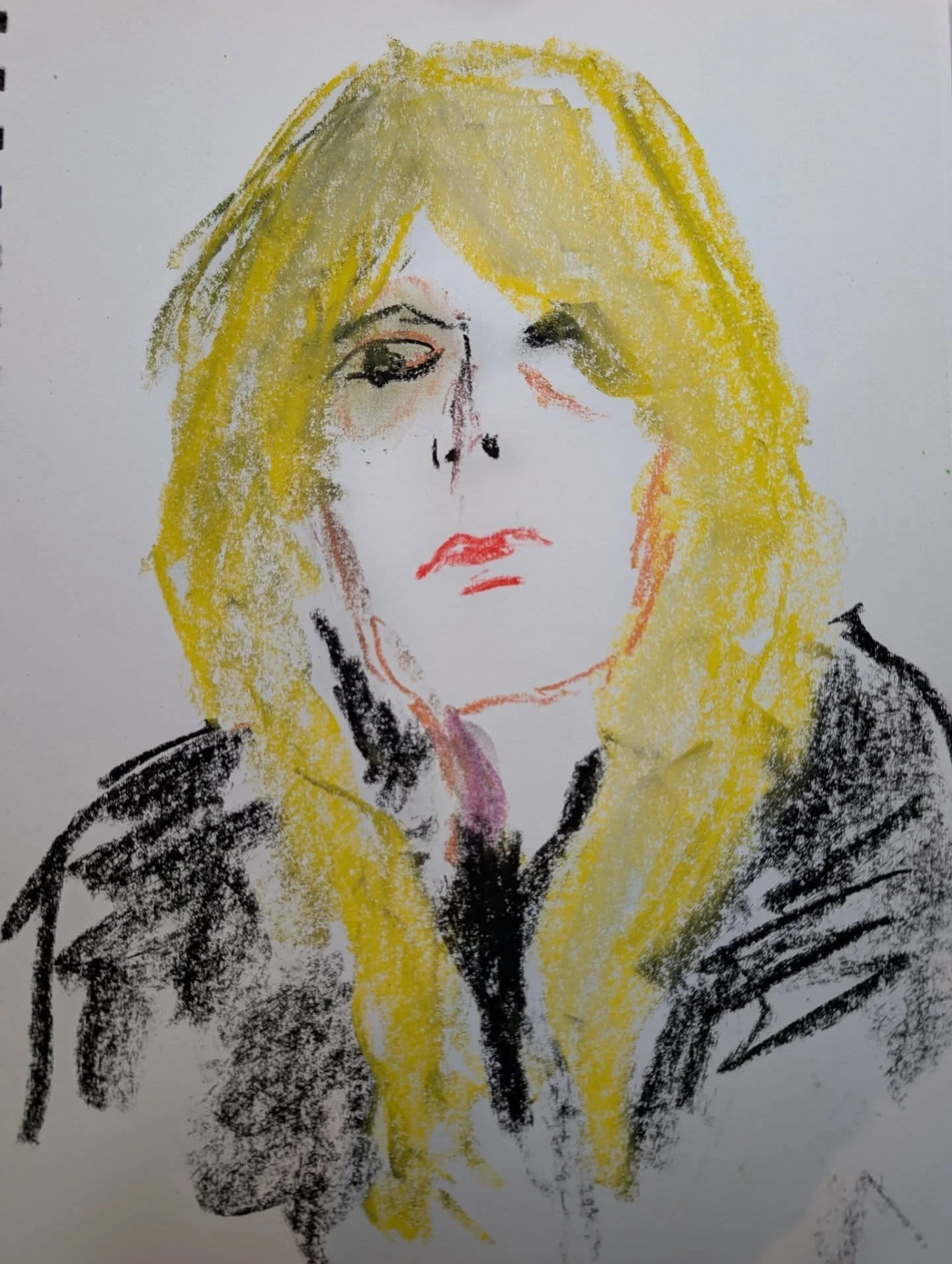 Thank you Chloe, and models, for tonight's @drawingisfree_org . It took me a while to get in the zone. Such great music really helped. 

#drawingisfree 
#drawingtomusic 
#pastels